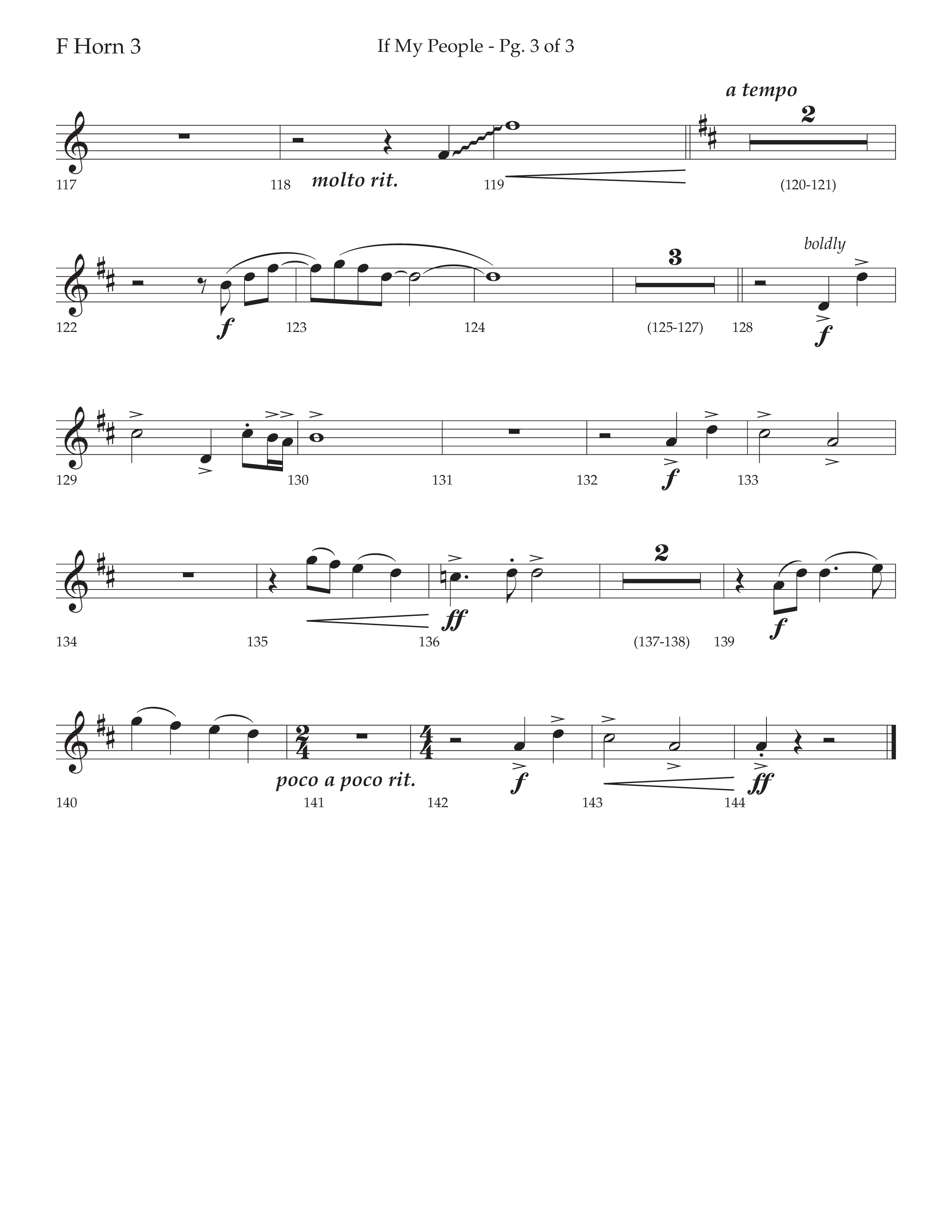 If My People (Choral Anthem SATB) French Horn 3 (Lifeway Choral / Arr. David Wise / Orch. David Shipps)