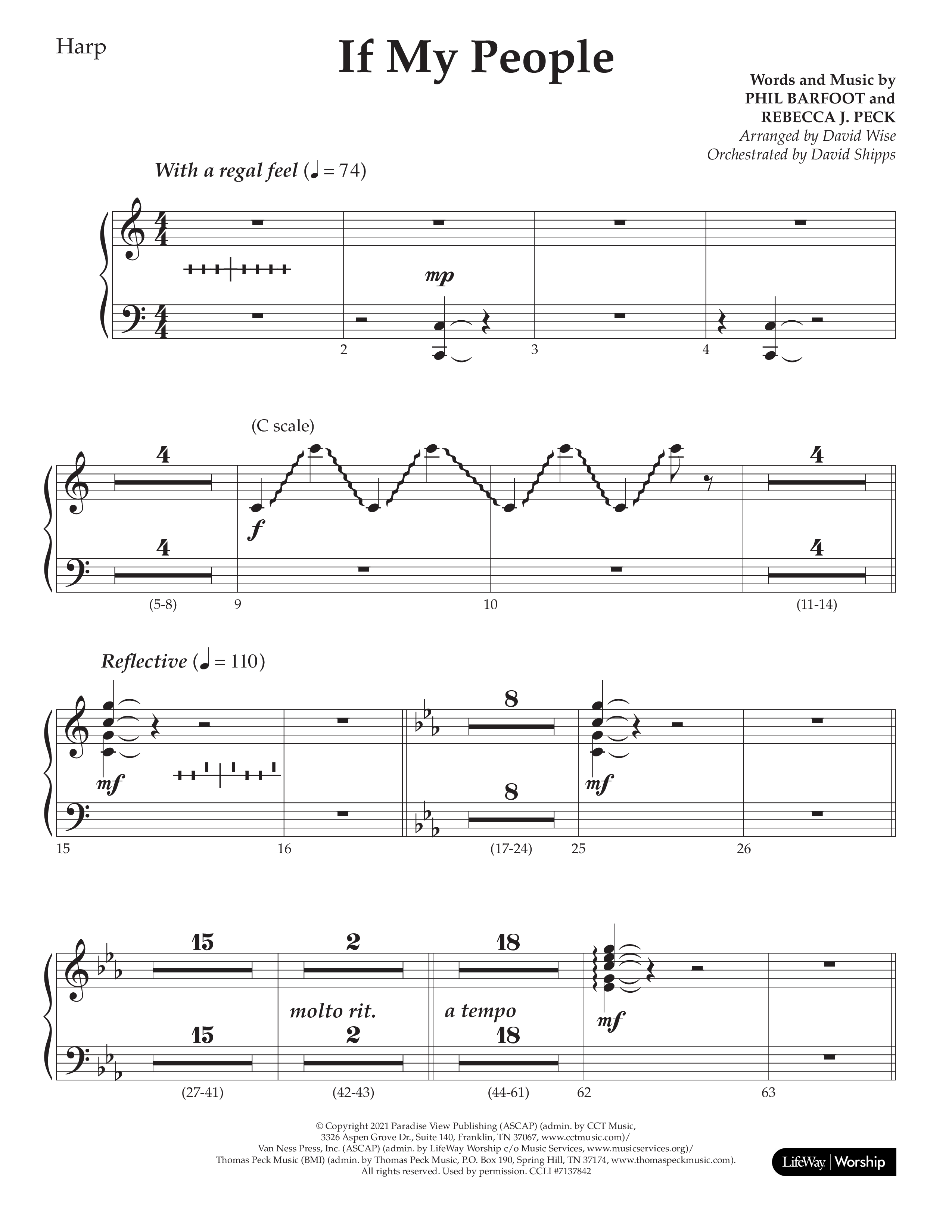 If My People (Choral Anthem SATB) Harp (Lifeway Choral / Arr. David Wise / Orch. David Shipps)