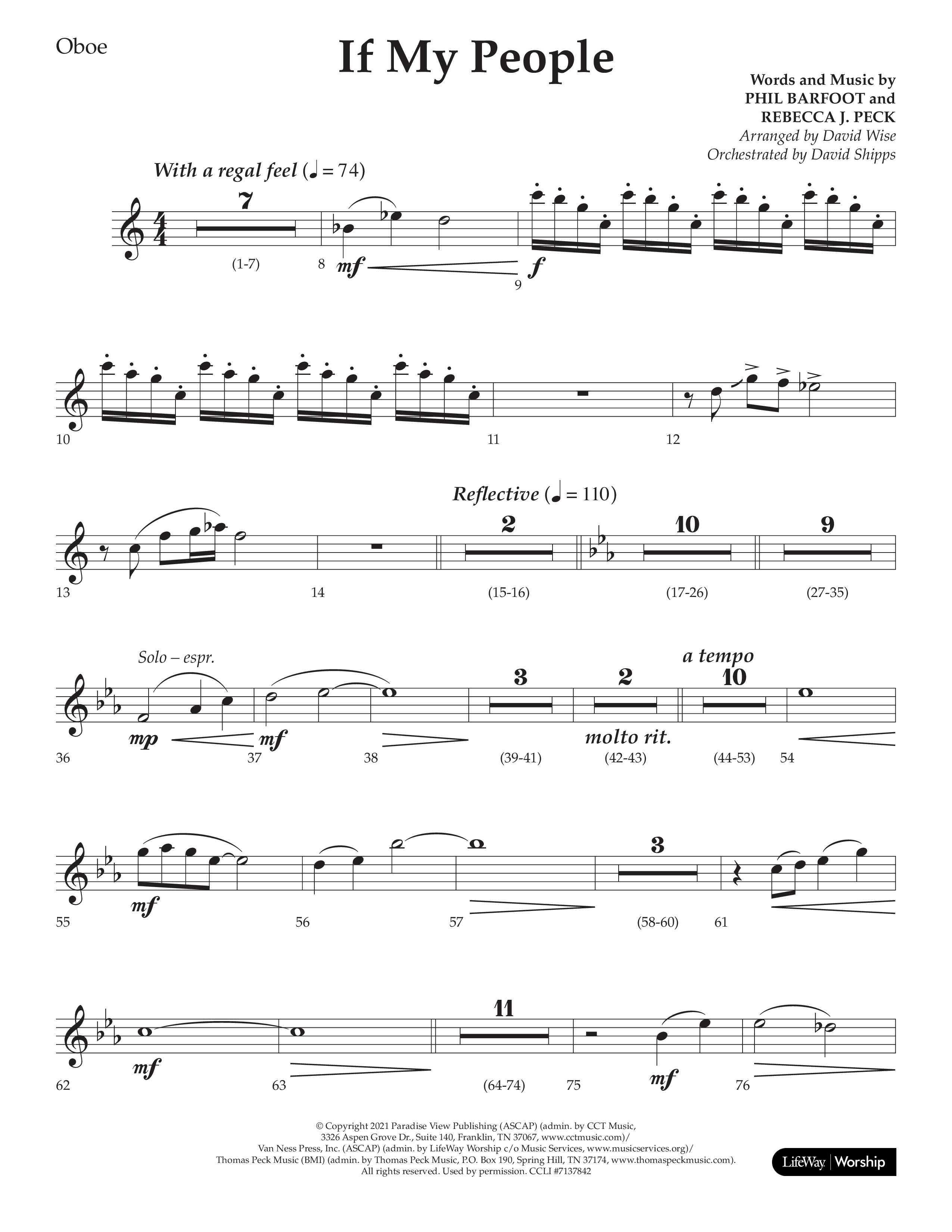 If My People (Choral Anthem SATB) Oboe (Lifeway Choral / Arr. David Wise / Orch. David Shipps)