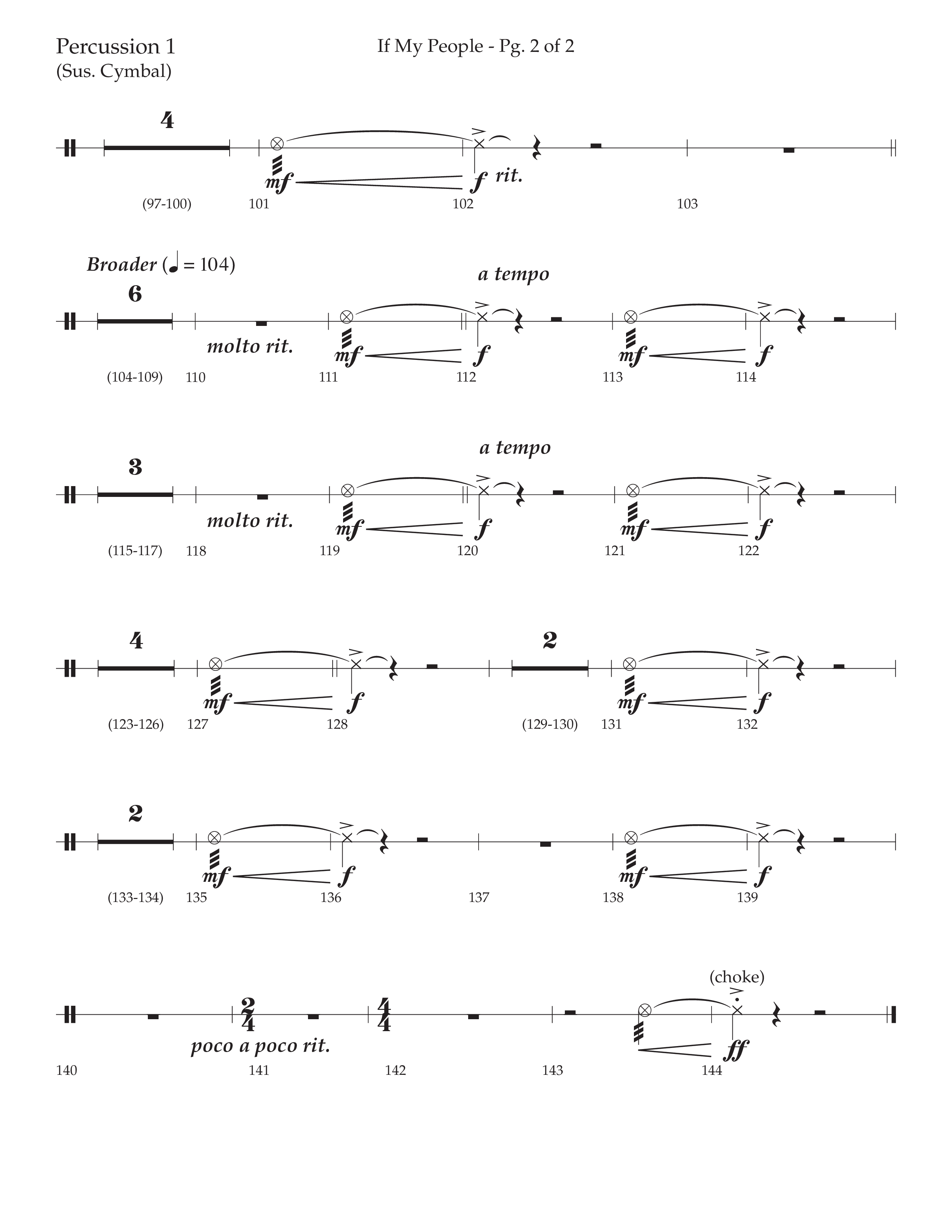 If My People (Choral Anthem SATB) Percussion 1/2 (Lifeway Choral / Arr. David Wise / Orch. David Shipps)