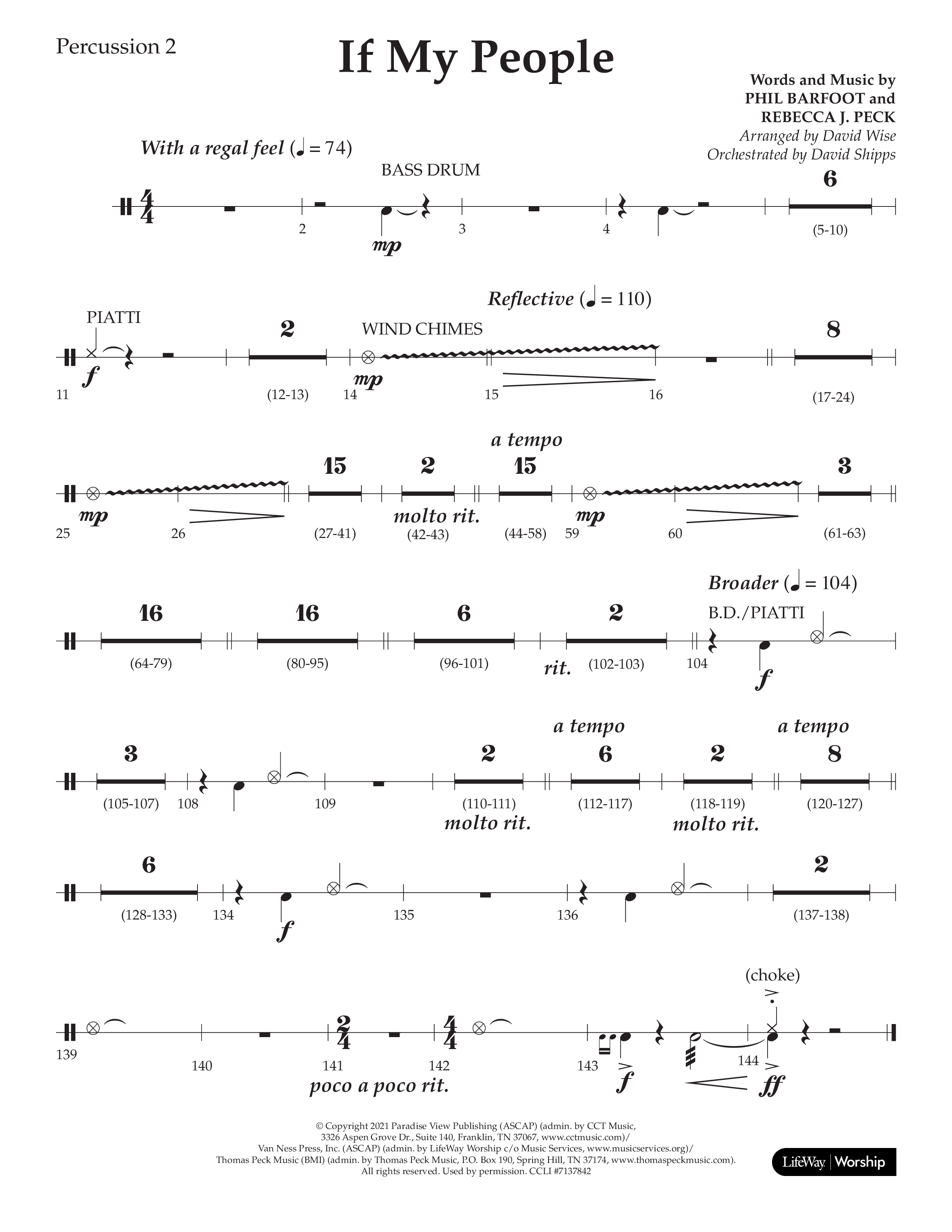 If My People (Choral Anthem SATB) Percussion 1/2 (Lifeway Choral / Arr. David Wise / Orch. David Shipps)