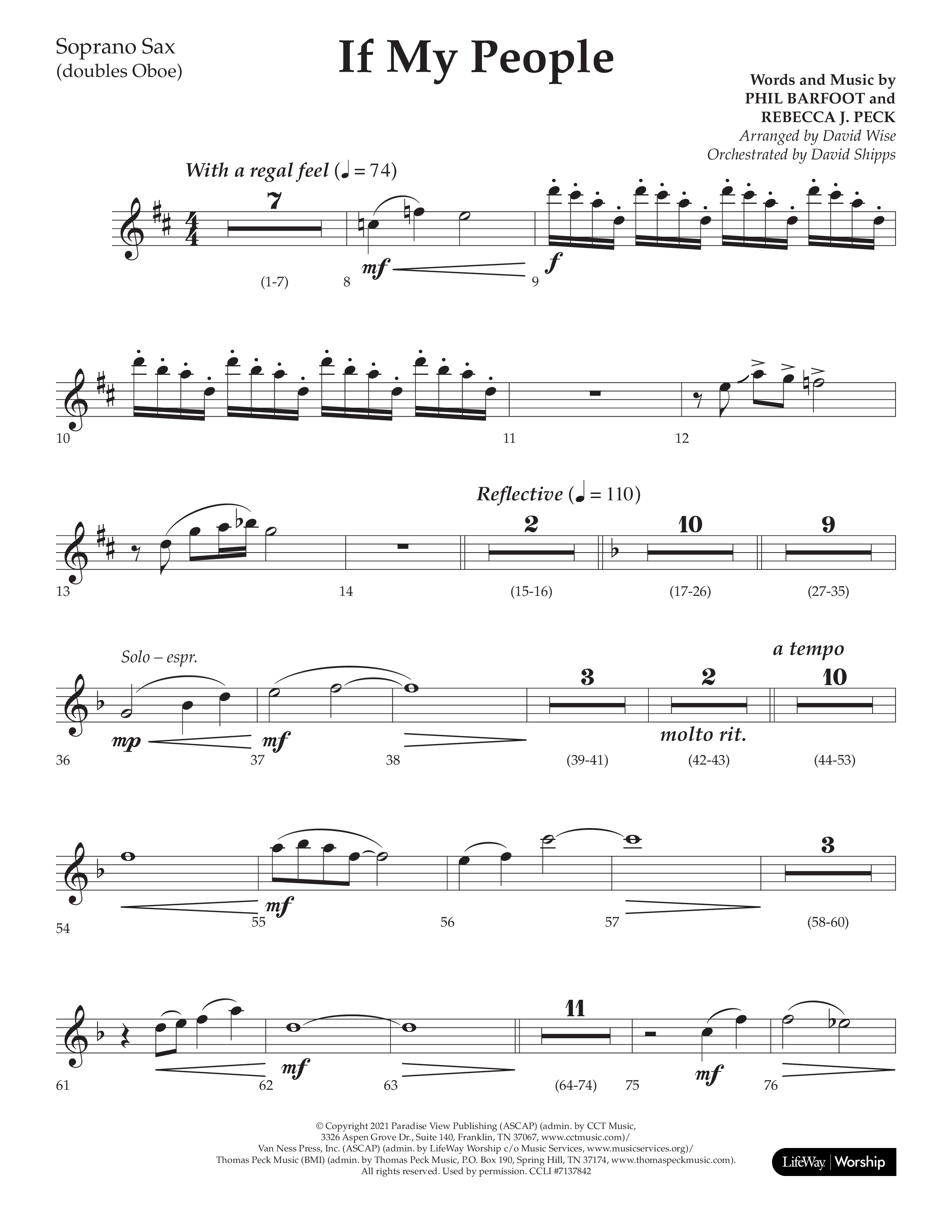 If My People (Choral Anthem SATB) Soprano Sax (Lifeway Choral / Arr. David Wise / Orch. David Shipps)