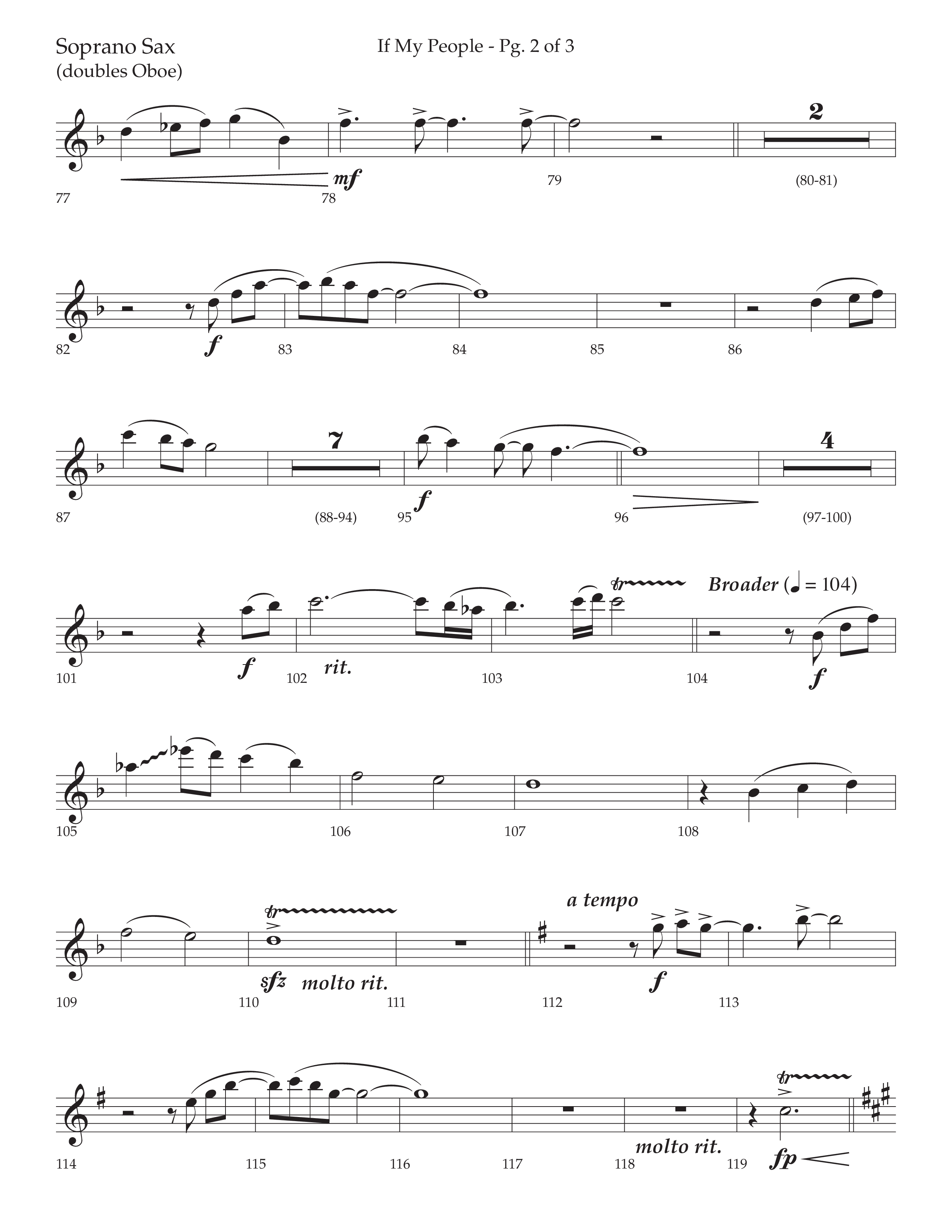 If My People (Choral Anthem SATB) Soprano Sax (Lifeway Choral / Arr. David Wise / Orch. David Shipps)