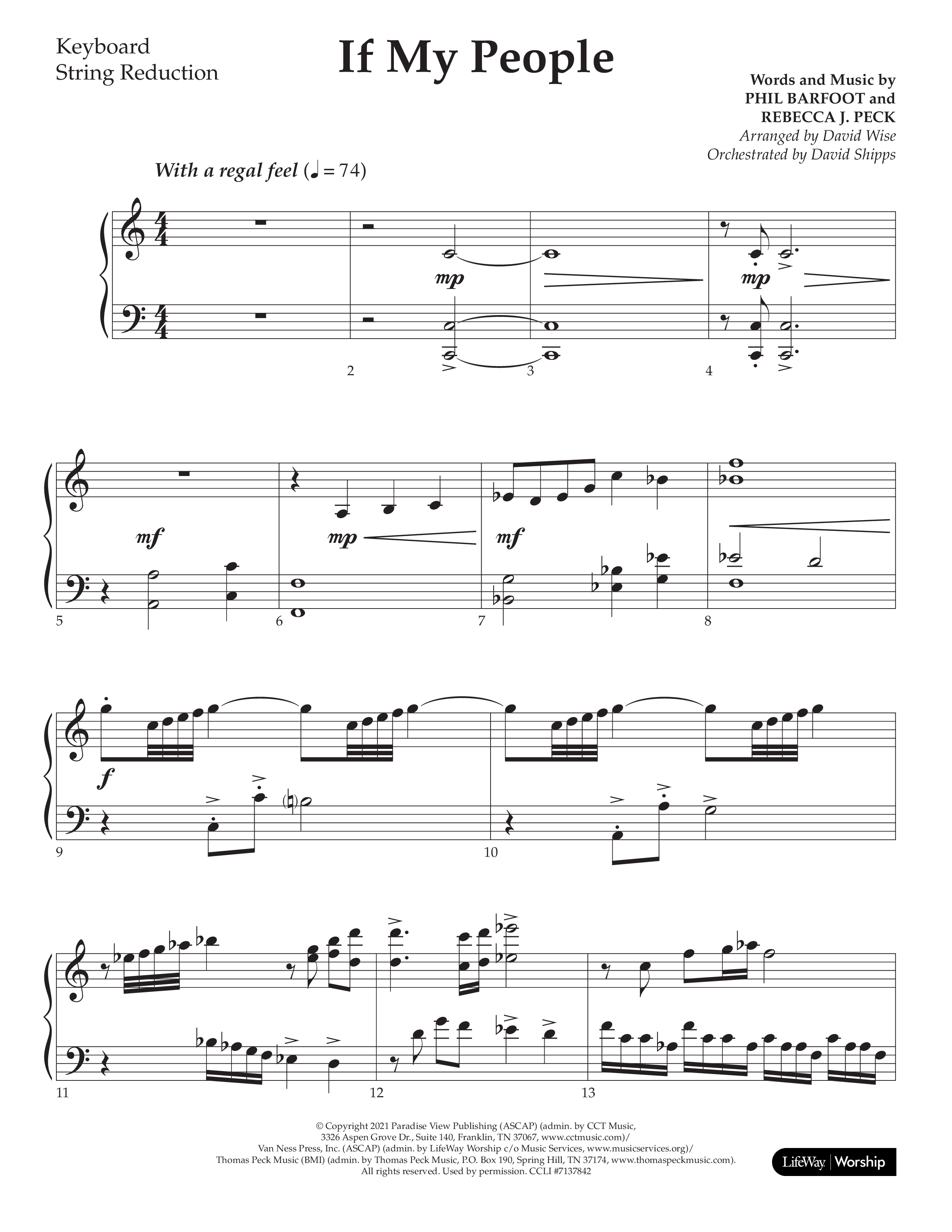 If My People (Choral Anthem SATB) String Reduction (Lifeway Choral / Arr. David Wise / Orch. David Shipps)