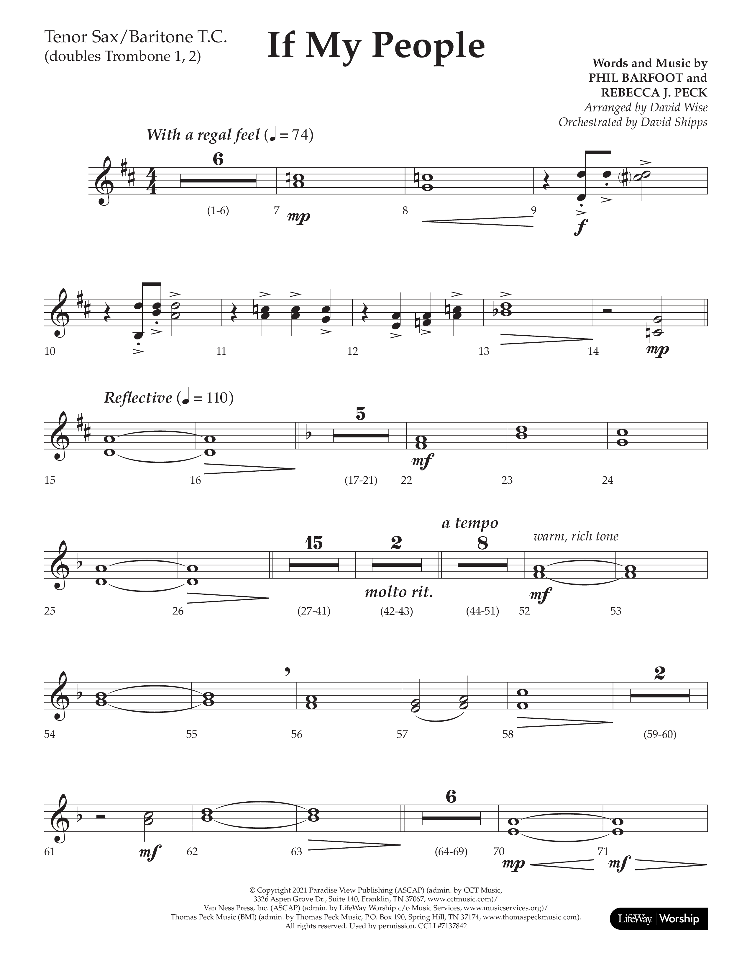 If My People (Choral Anthem SATB) Tenor Sax/Baritone T.C. (Lifeway Choral / Arr. David Wise / Orch. David Shipps)