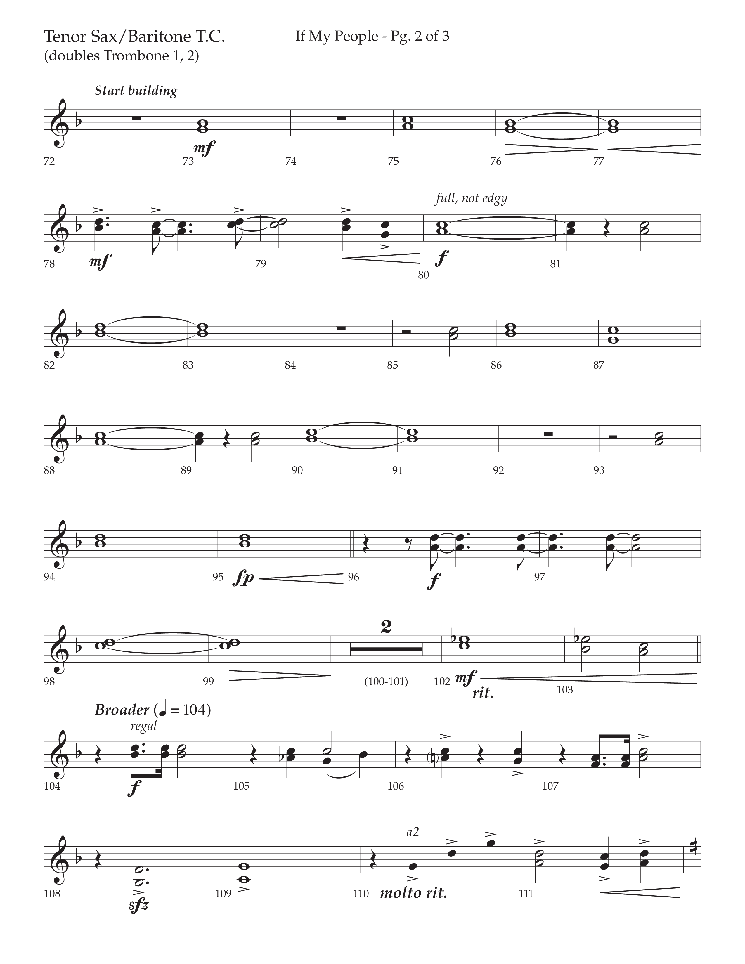 If My People (Choral Anthem SATB) Tenor Sax/Baritone T.C. (Lifeway Choral / Arr. David Wise / Orch. David Shipps)