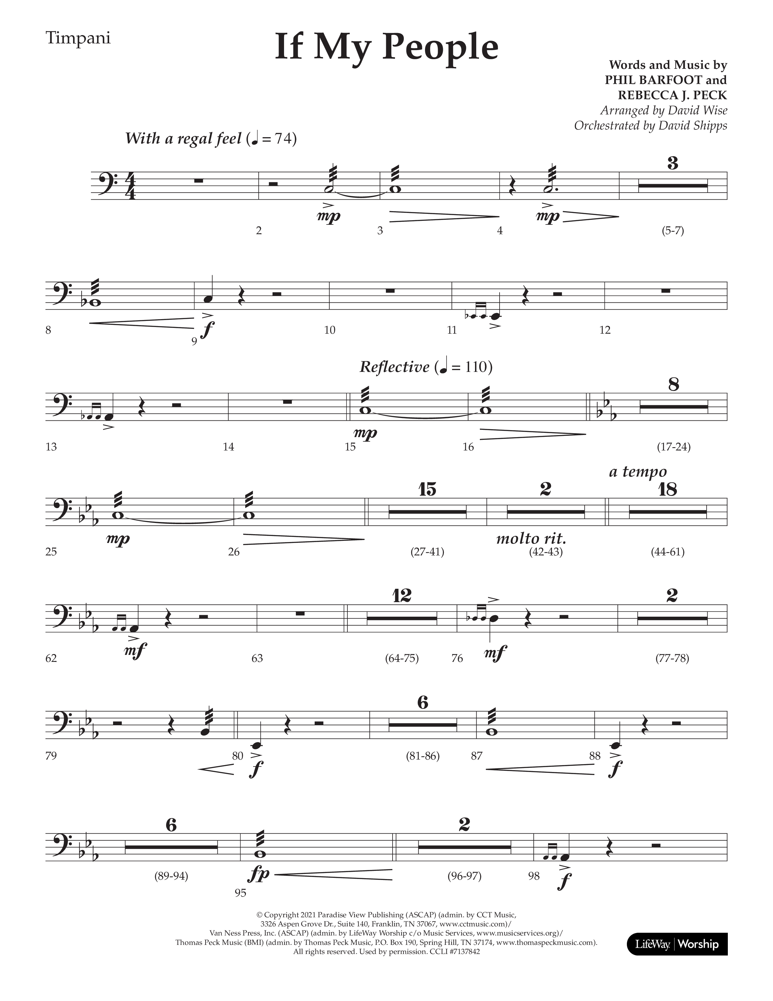 If My People (Choral Anthem SATB) Timpani (Lifeway Choral / Arr. David Wise / Orch. David Shipps)