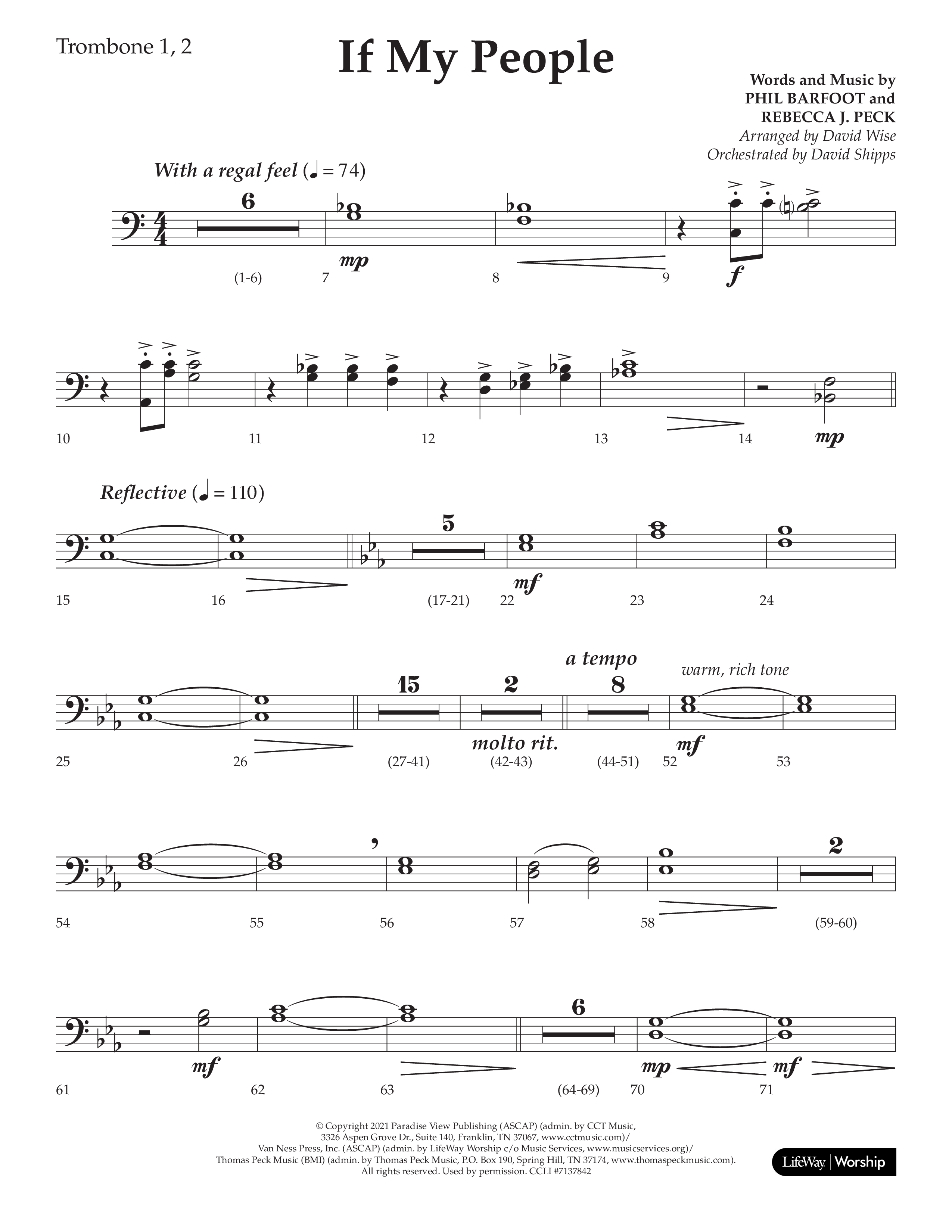 If My People (Choral Anthem SATB) Trombone 1/2 (Lifeway Choral / Arr. David Wise / Orch. David Shipps)