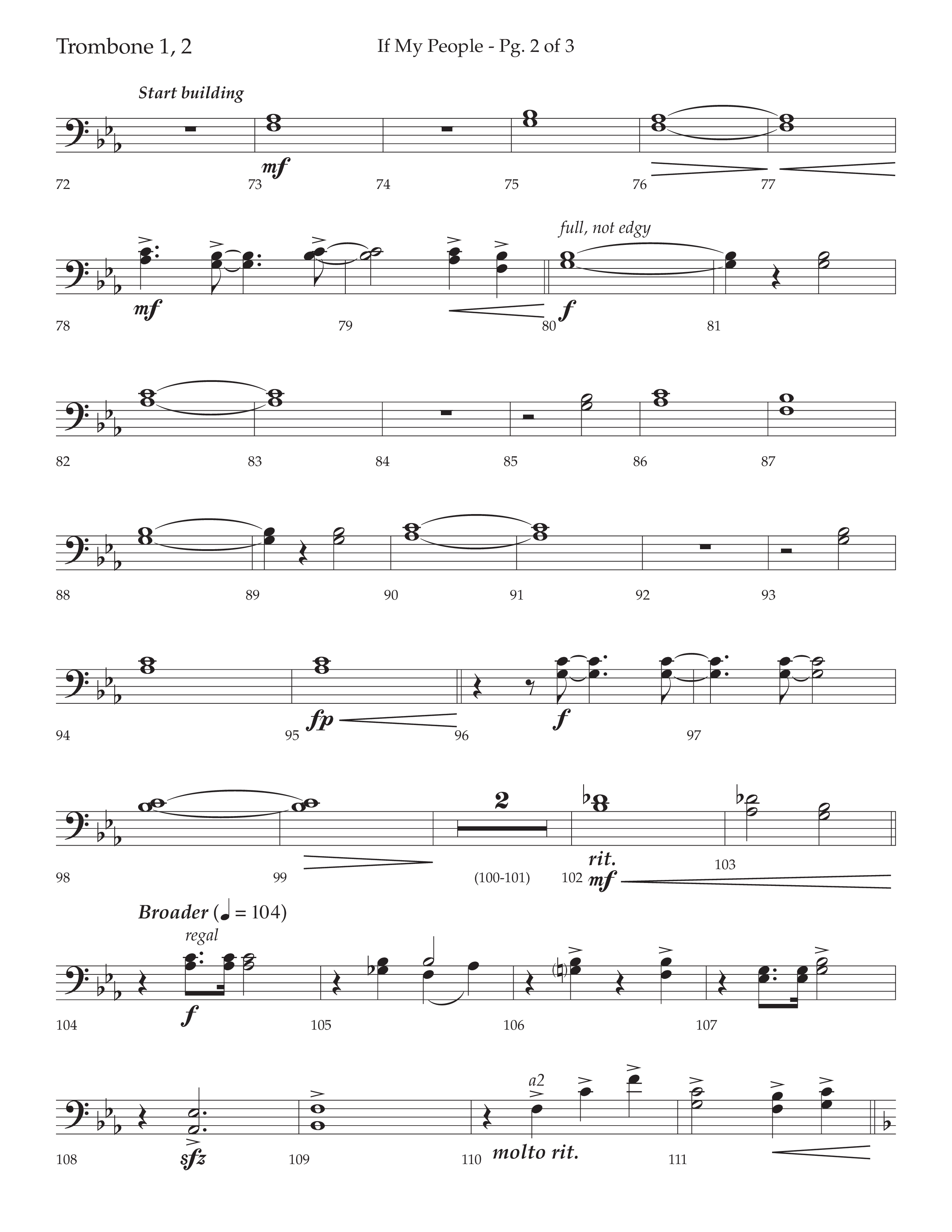 If My People (Choral Anthem SATB) Trombone 1/2 (Lifeway Choral / Arr. David Wise / Orch. David Shipps)