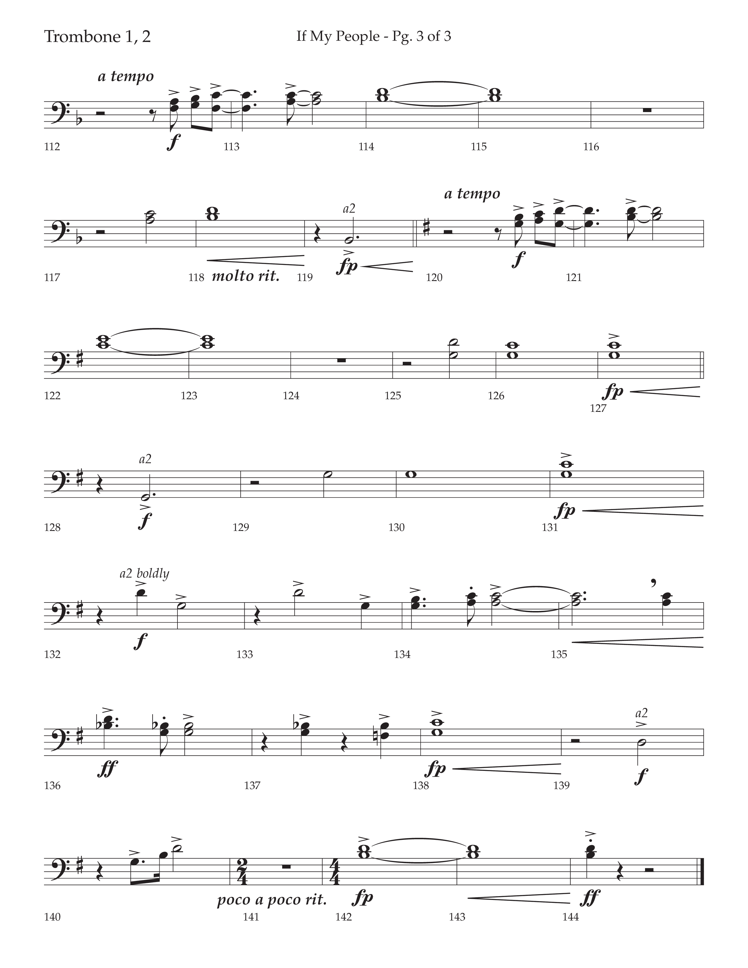 If My People (Choral Anthem SATB) Trombone 1/2 (Lifeway Choral / Arr. David Wise / Orch. David Shipps)