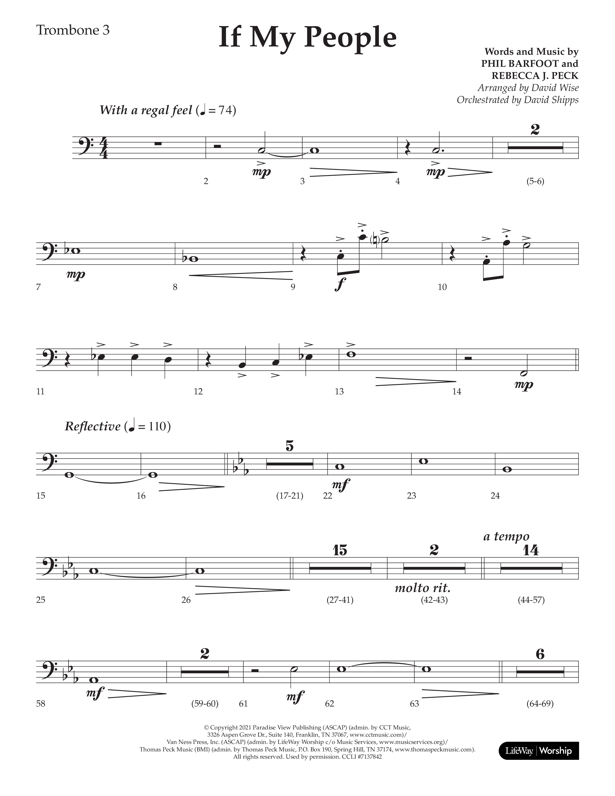 If My People (Choral Anthem SATB) Trombone 3 (Lifeway Choral / Arr. David Wise / Orch. David Shipps)