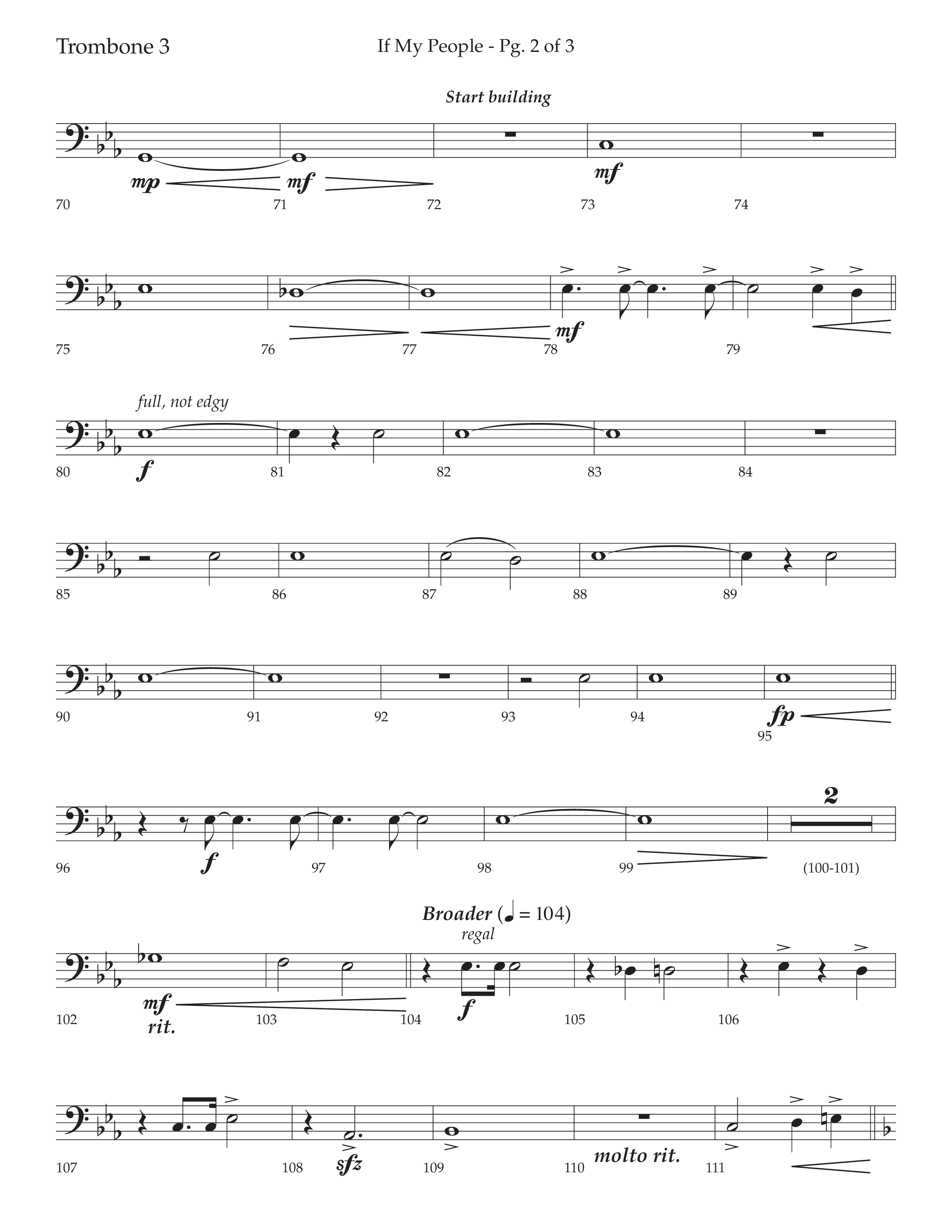If My People (Choral Anthem SATB) Trombone 3 (Lifeway Choral / Arr. David Wise / Orch. David Shipps)