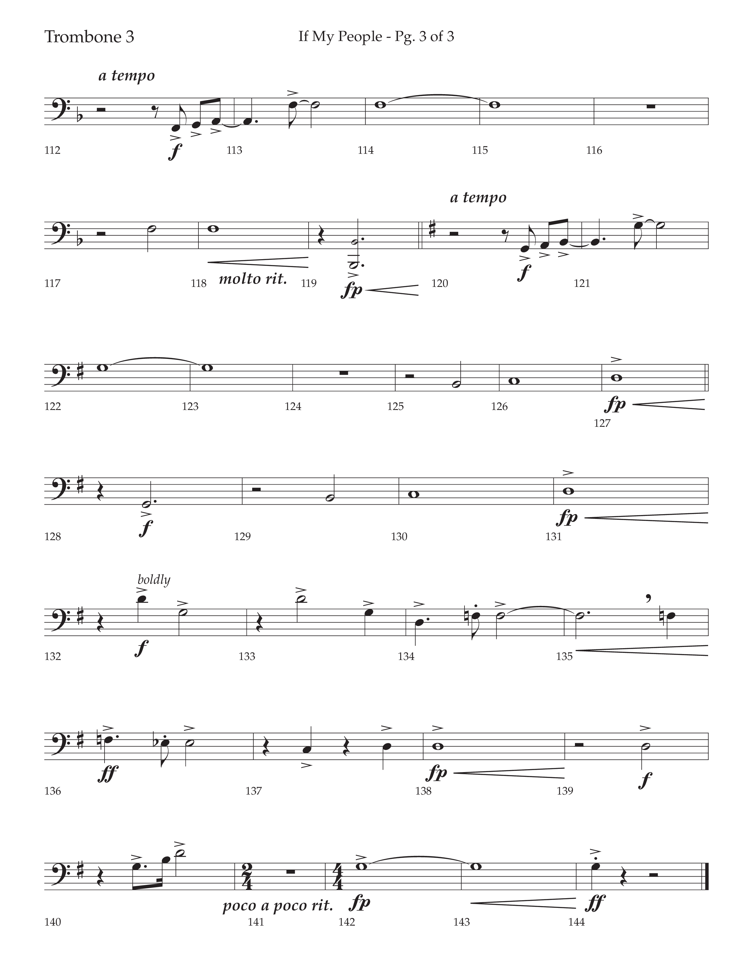 If My People (Choral Anthem SATB) Trombone 3 (Lifeway Choral / Arr. David Wise / Orch. David Shipps)