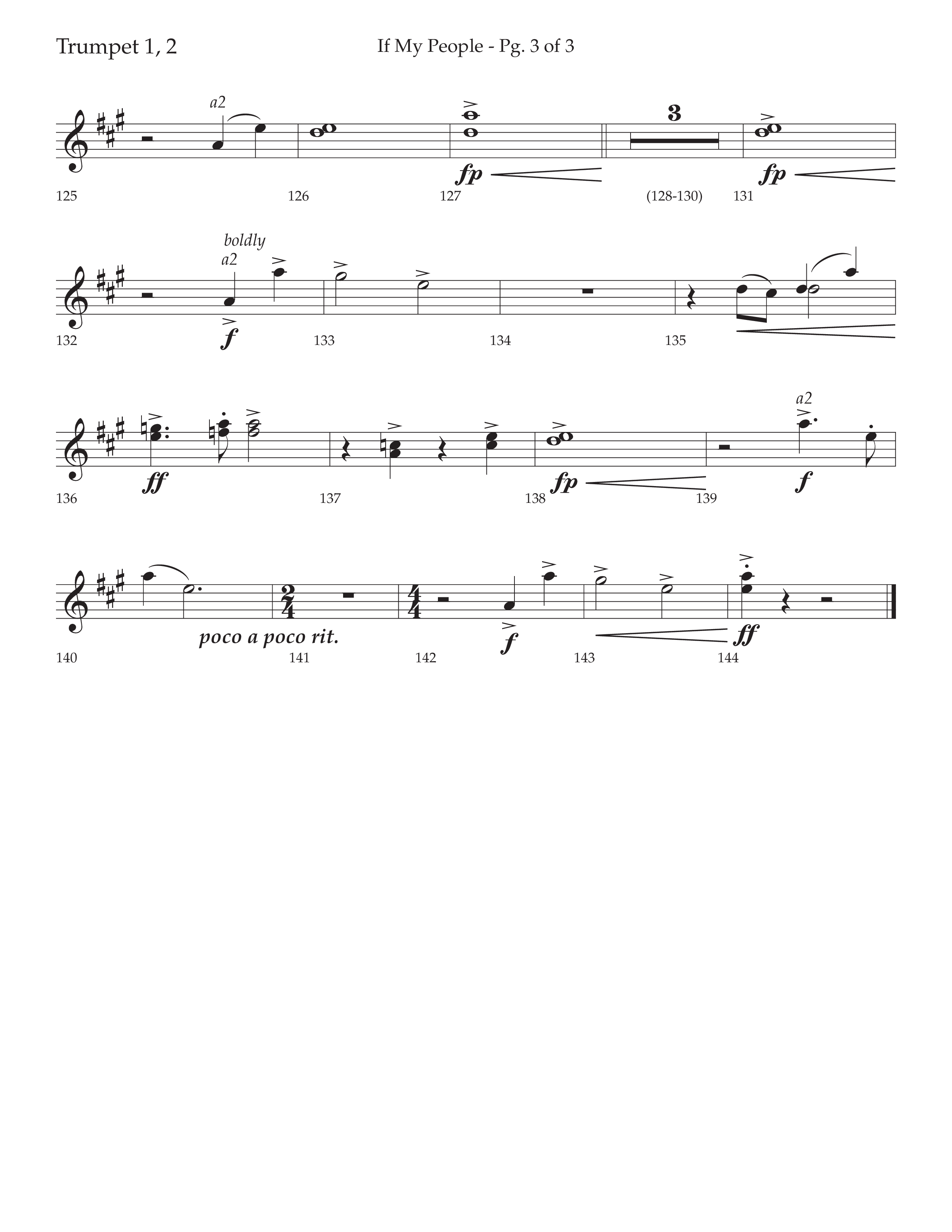 If My People (Choral Anthem SATB) Trumpet 1,2 (Lifeway Choral / Arr. David Wise / Orch. David Shipps)
