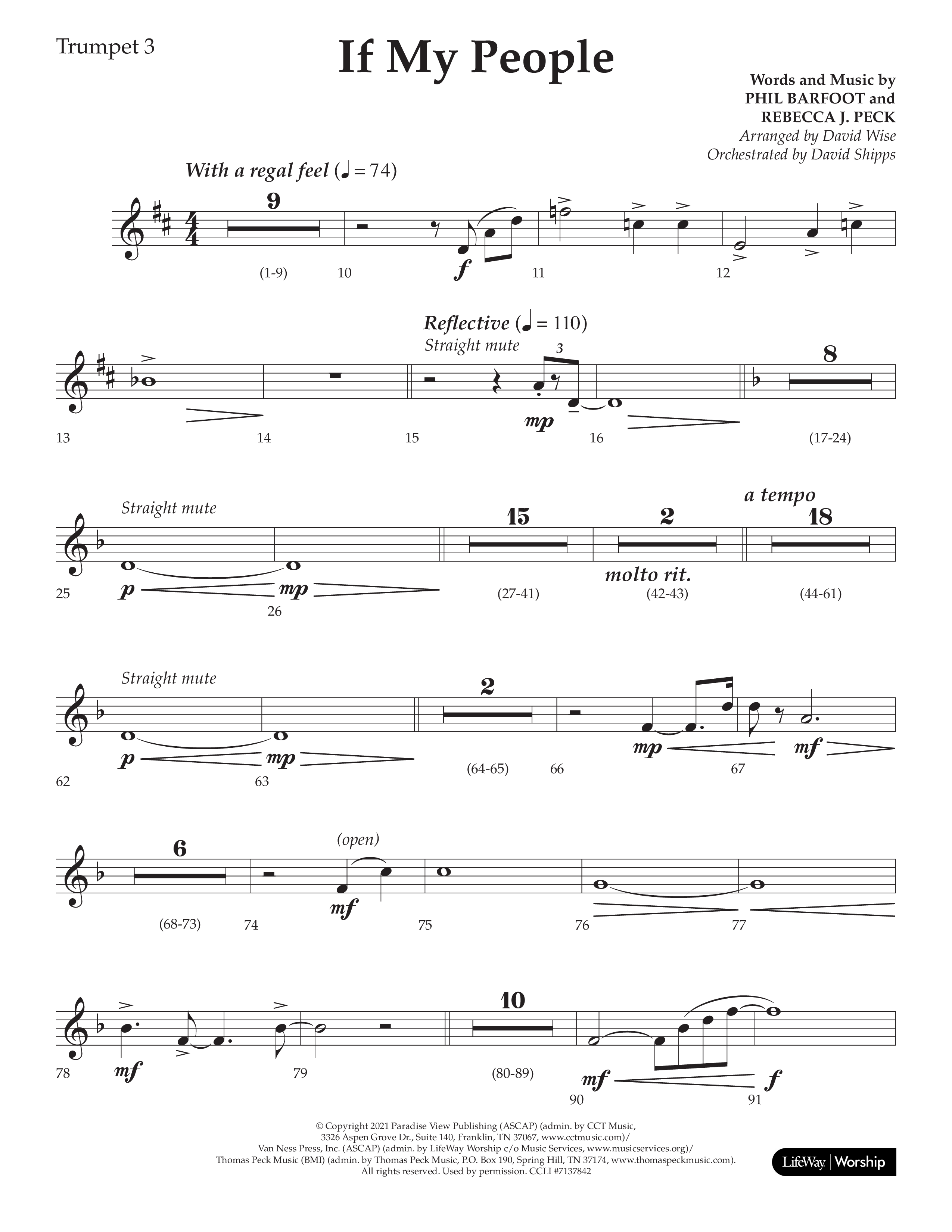 If My People (Choral Anthem SATB) Trumpet 3 (Lifeway Choral / Arr. David Wise / Orch. David Shipps)