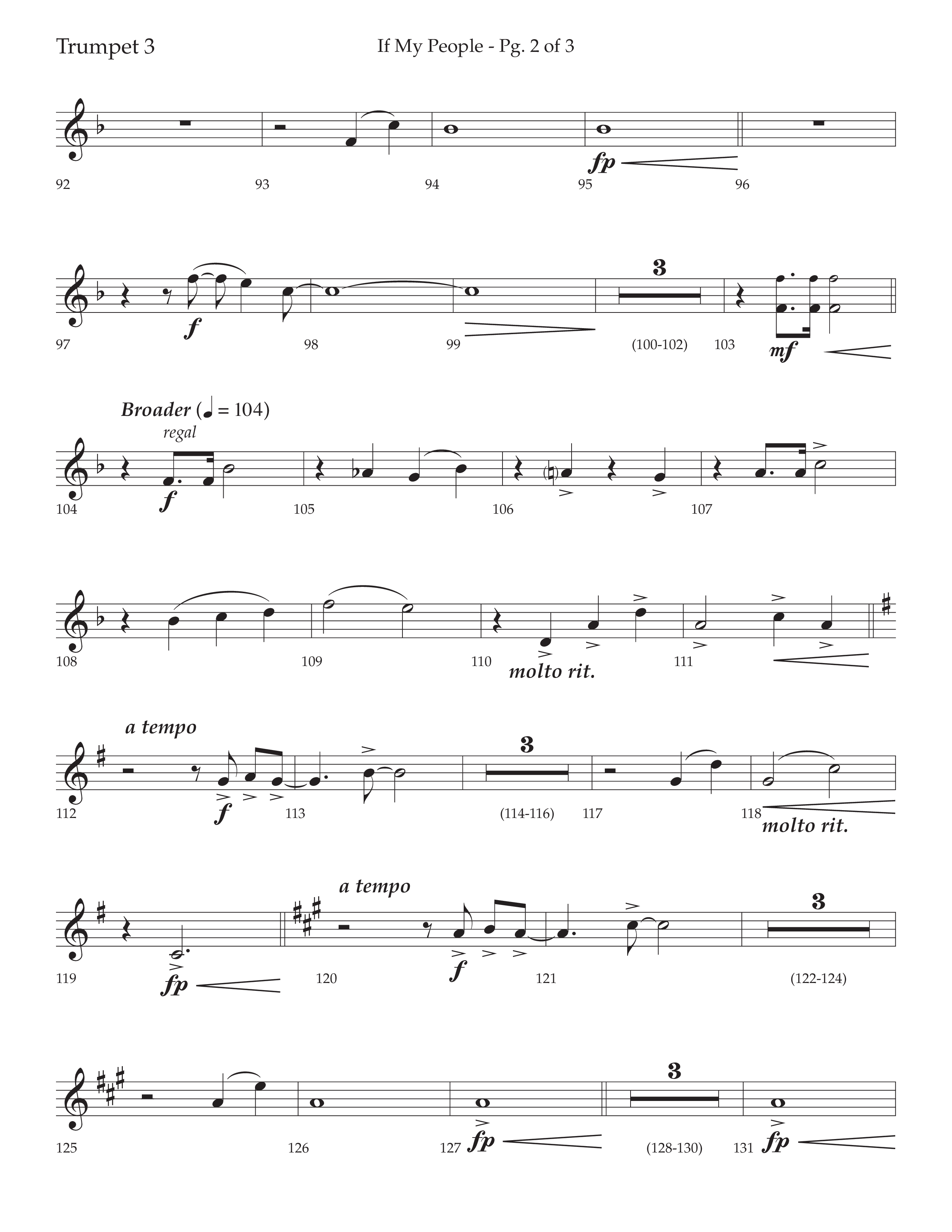 If My People (Choral Anthem SATB) Trumpet 3 (Lifeway Choral / Arr. David Wise / Orch. David Shipps)