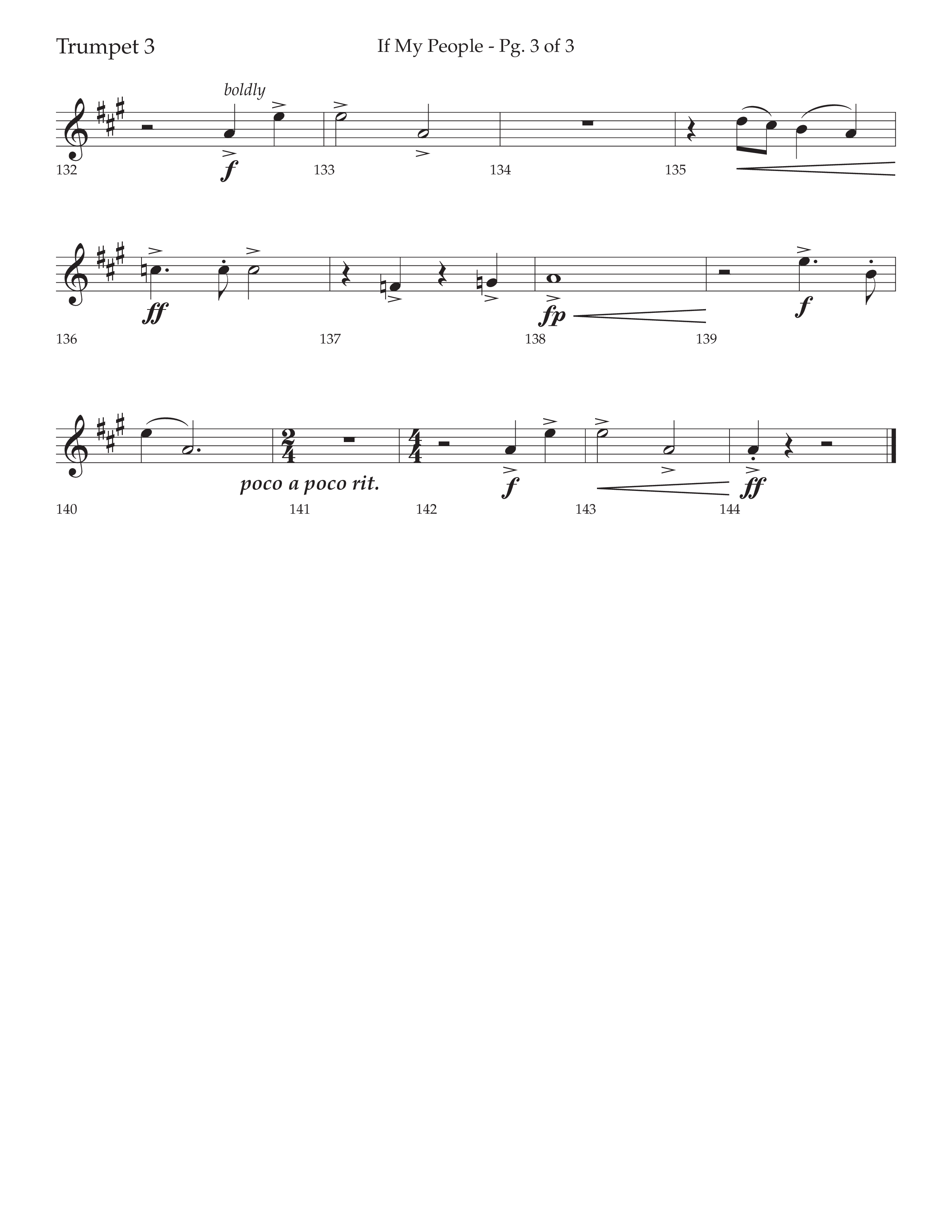 If My People (Choral Anthem SATB) Trumpet 3 (Lifeway Choral / Arr. David Wise / Orch. David Shipps)