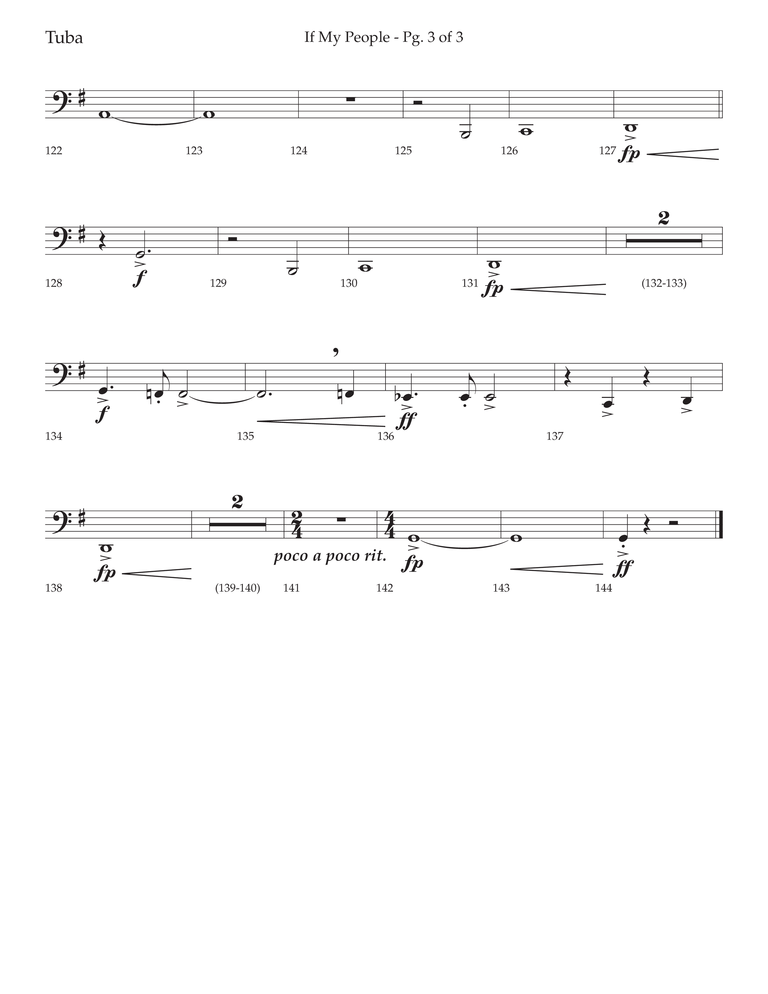 If My People (Choral Anthem SATB) Tuba (Lifeway Choral / Arr. David Wise / Orch. David Shipps)
