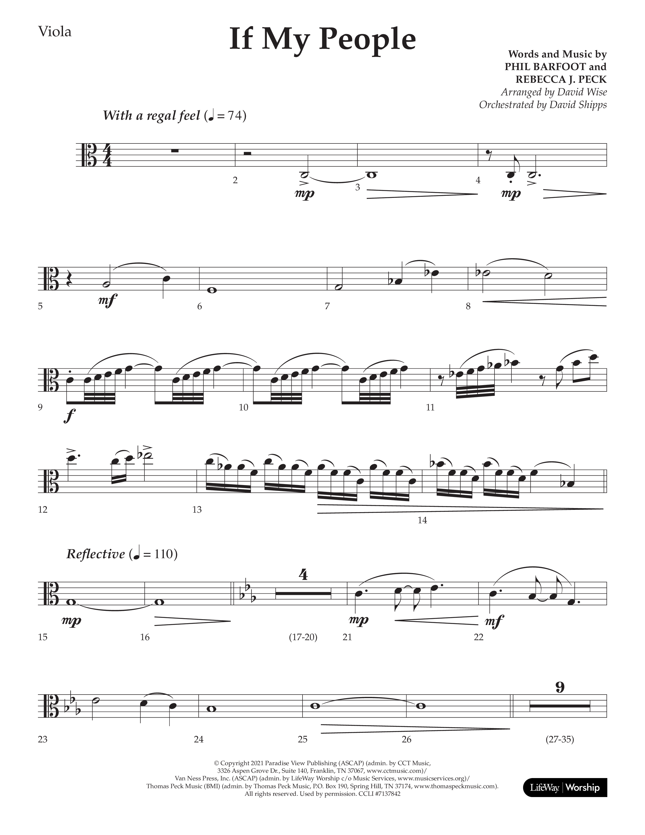 If My People (Choral Anthem SATB) Viola (Lifeway Choral / Arr. David Wise / Orch. David Shipps)