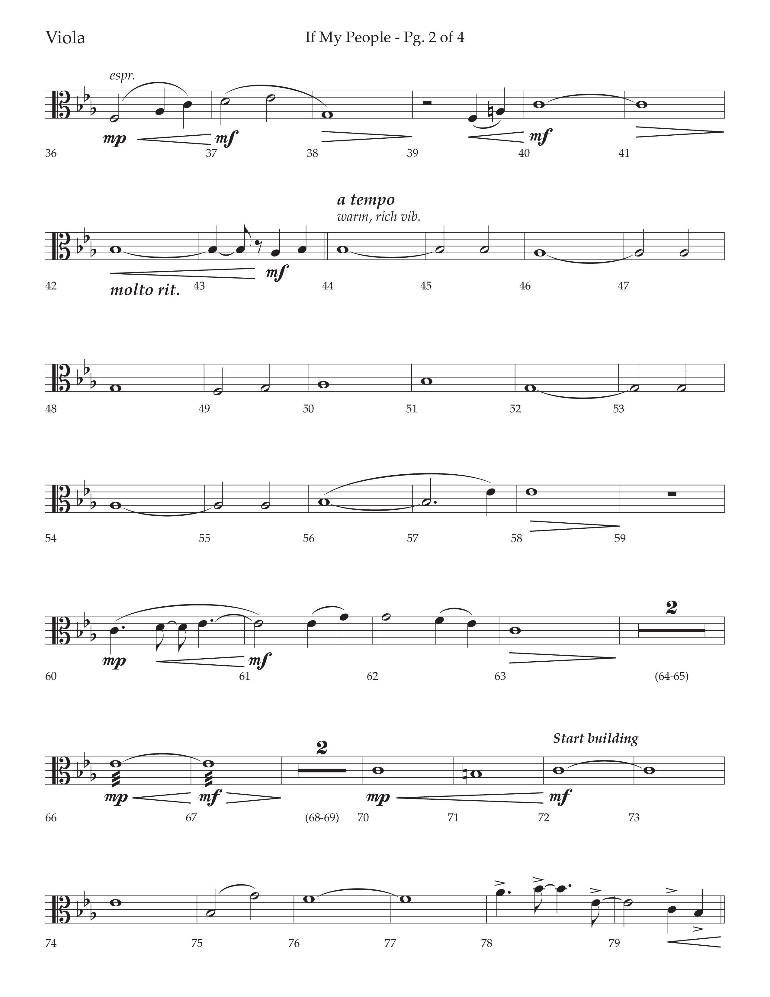 If My People (Choral Anthem SATB) Viola (Lifeway Choral / Arr. David Wise / Orch. David Shipps)