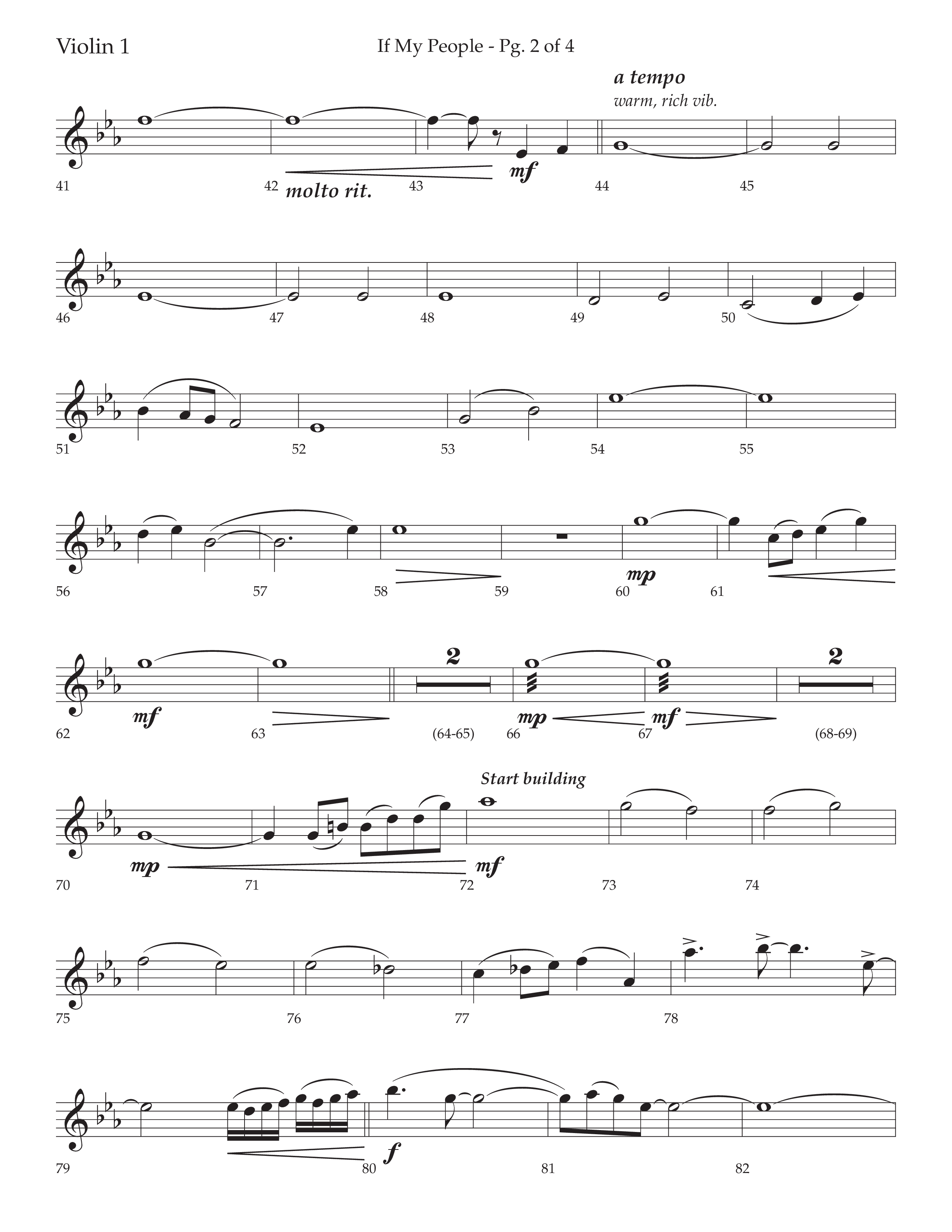 If My People (Choral Anthem SATB) Violin 1 (Lifeway Choral / Arr. David Wise / Orch. David Shipps)