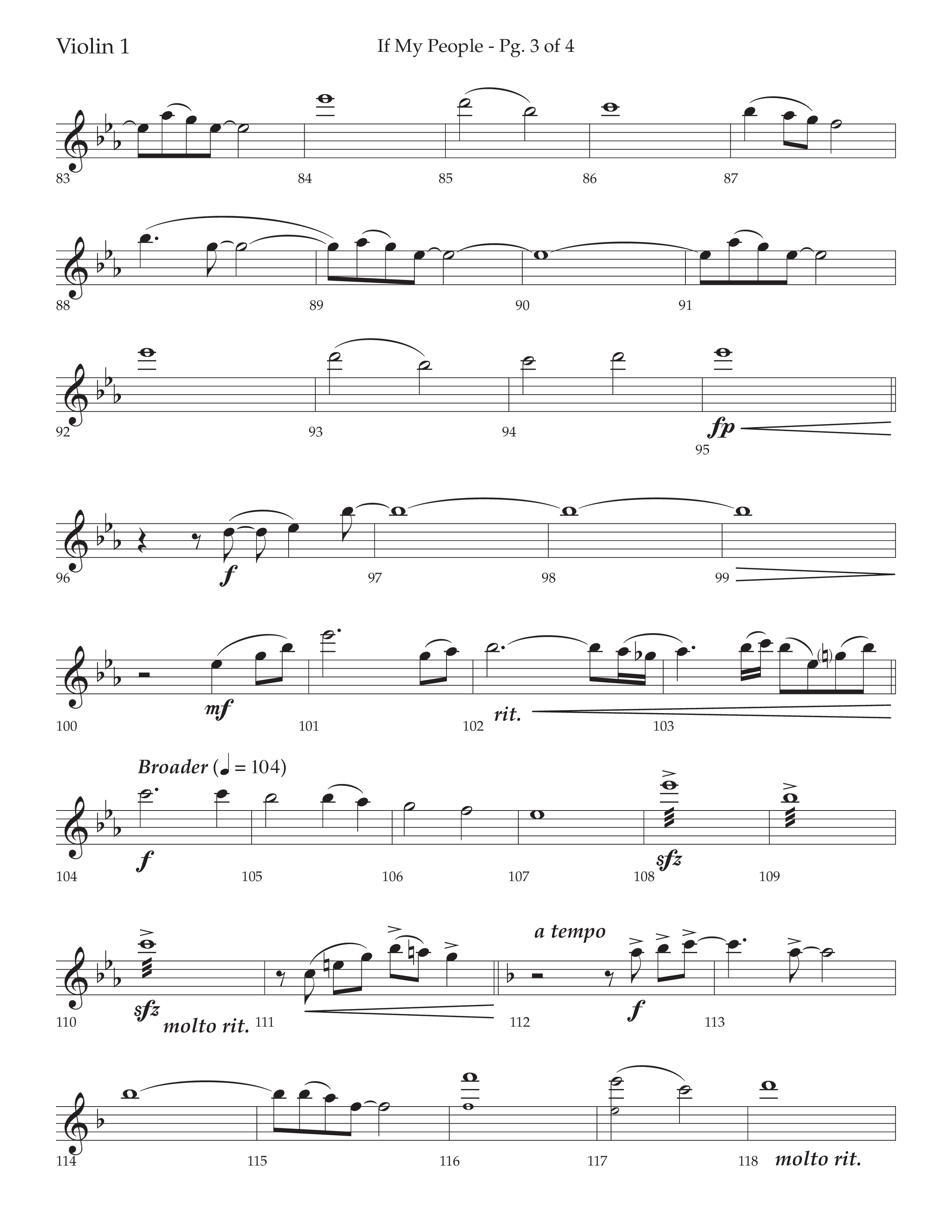 If My People (Choral Anthem SATB) Violin 1 (Lifeway Choral / Arr. David Wise / Orch. David Shipps)