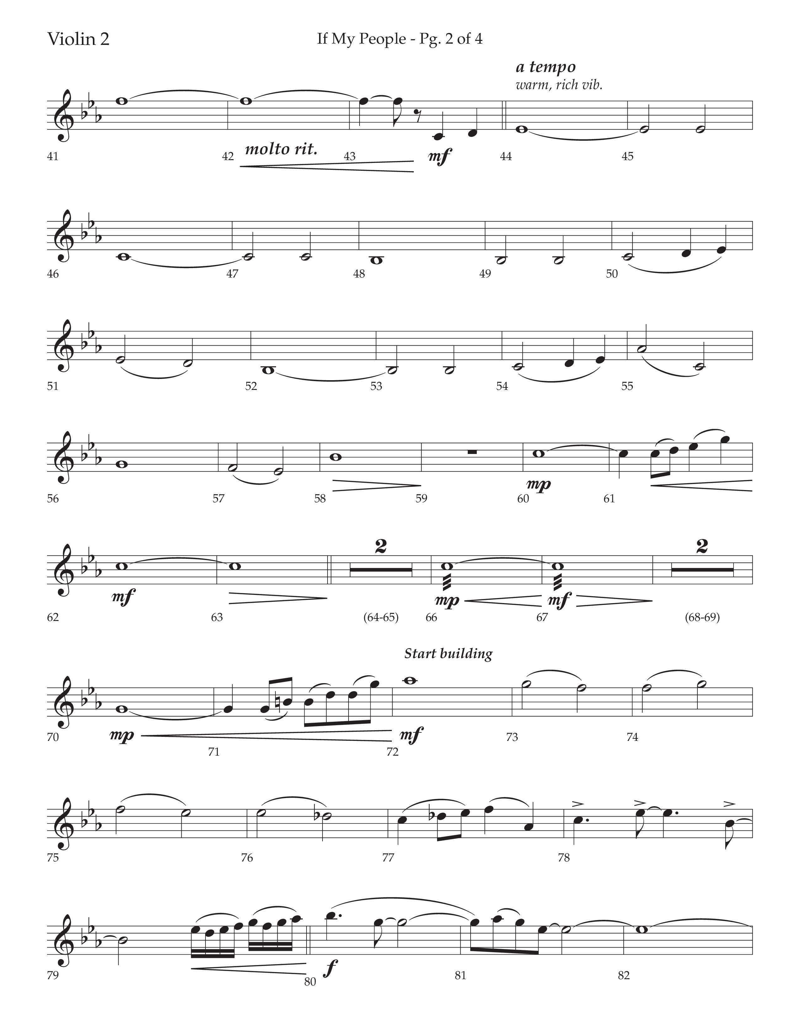If My People (Choral Anthem SATB) Violin 2 (Lifeway Choral / Arr. David Wise / Orch. David Shipps)