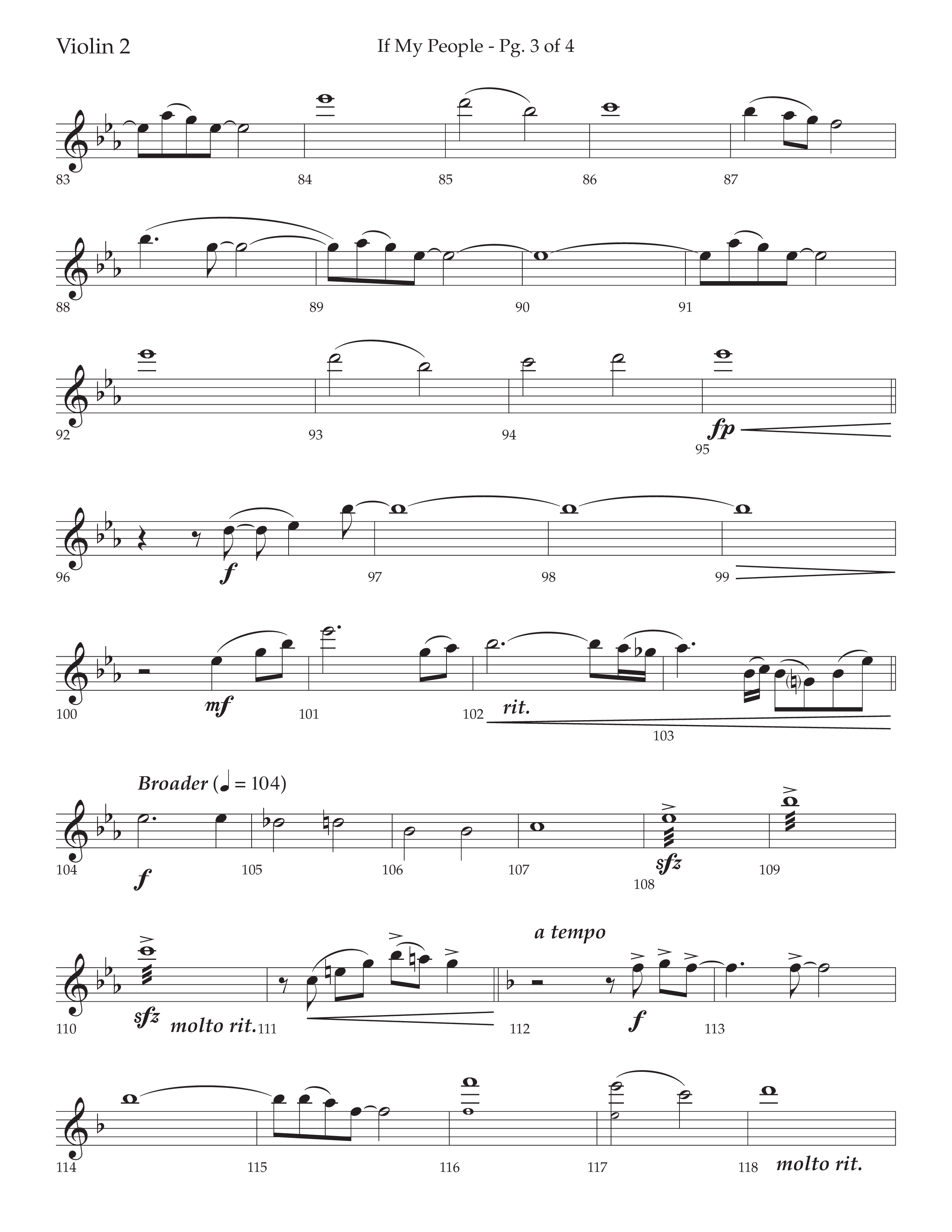 If My People (Choral Anthem SATB) Violin 2 (Lifeway Choral / Arr. David Wise / Orch. David Shipps)