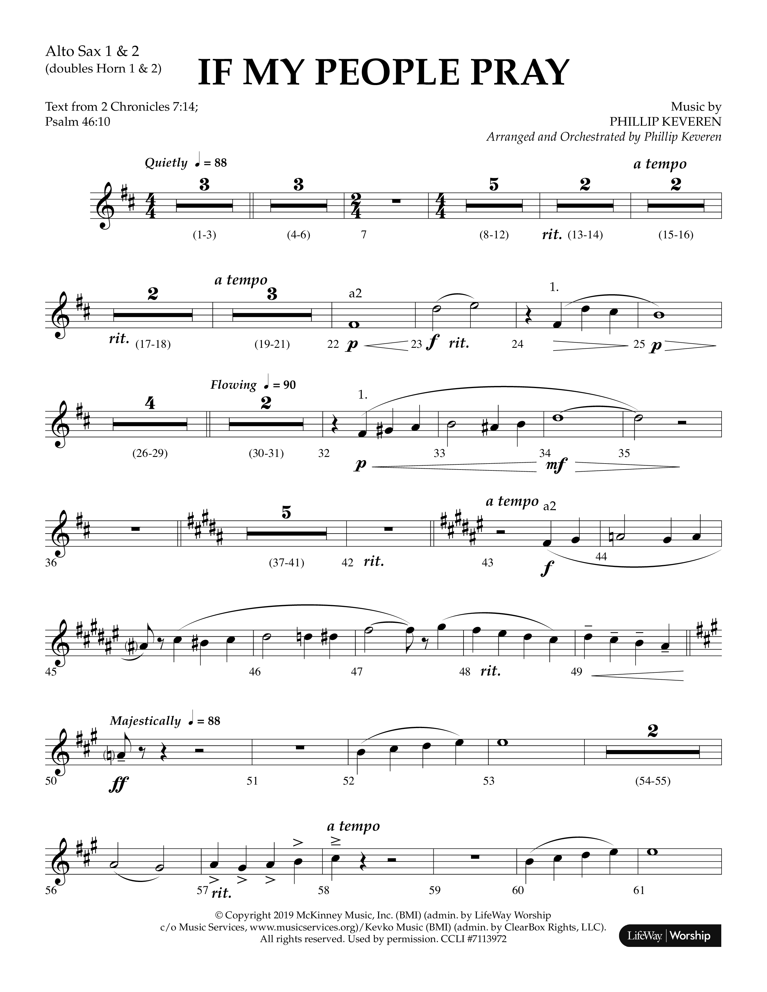 If My People Pray (Choral Anthem SATB) Alto Sax 1/2 (Lifeway Choral / Arr. Phillip Keveren)