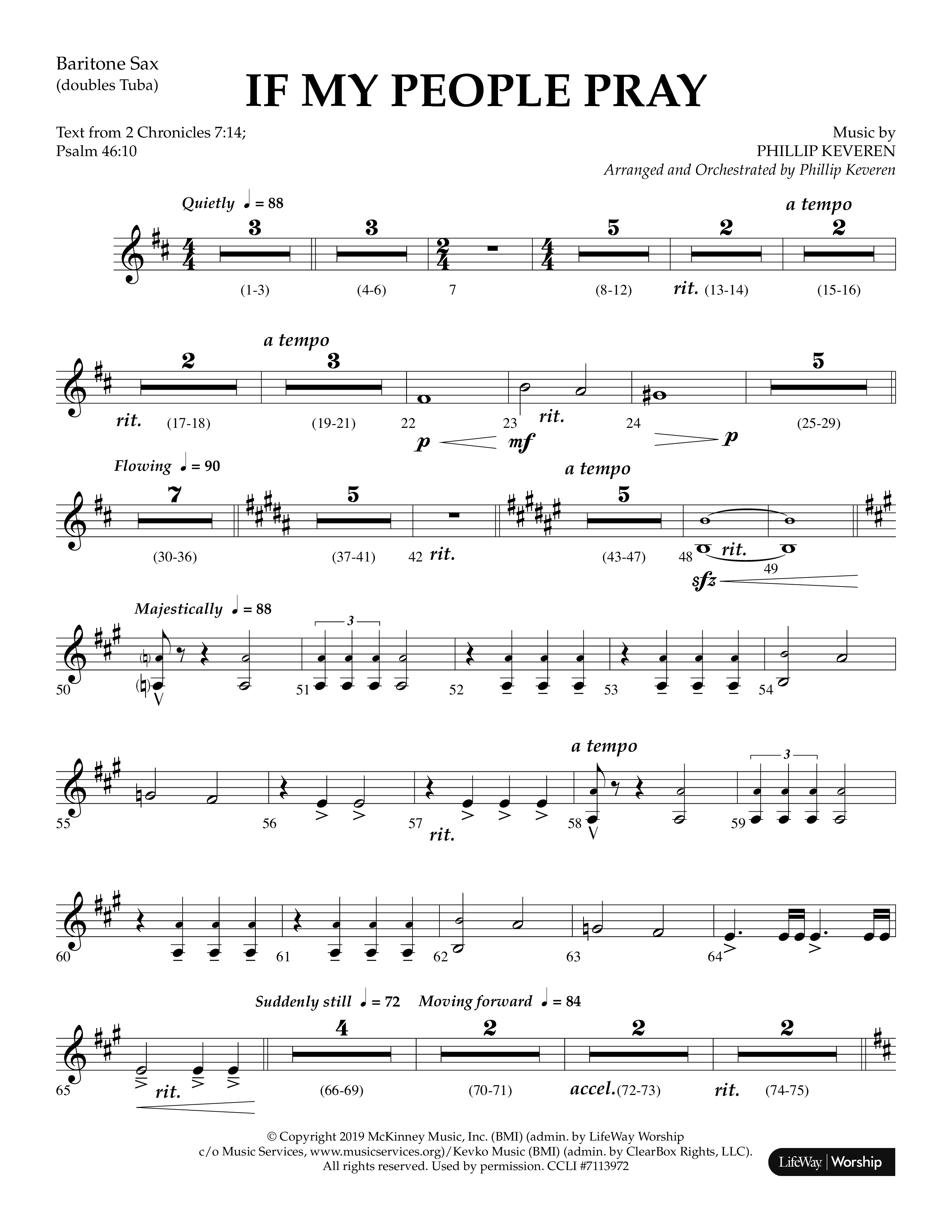 If My People Pray (Choral Anthem SATB) Bari Sax (Lifeway Choral / Arr. Phillip Keveren)