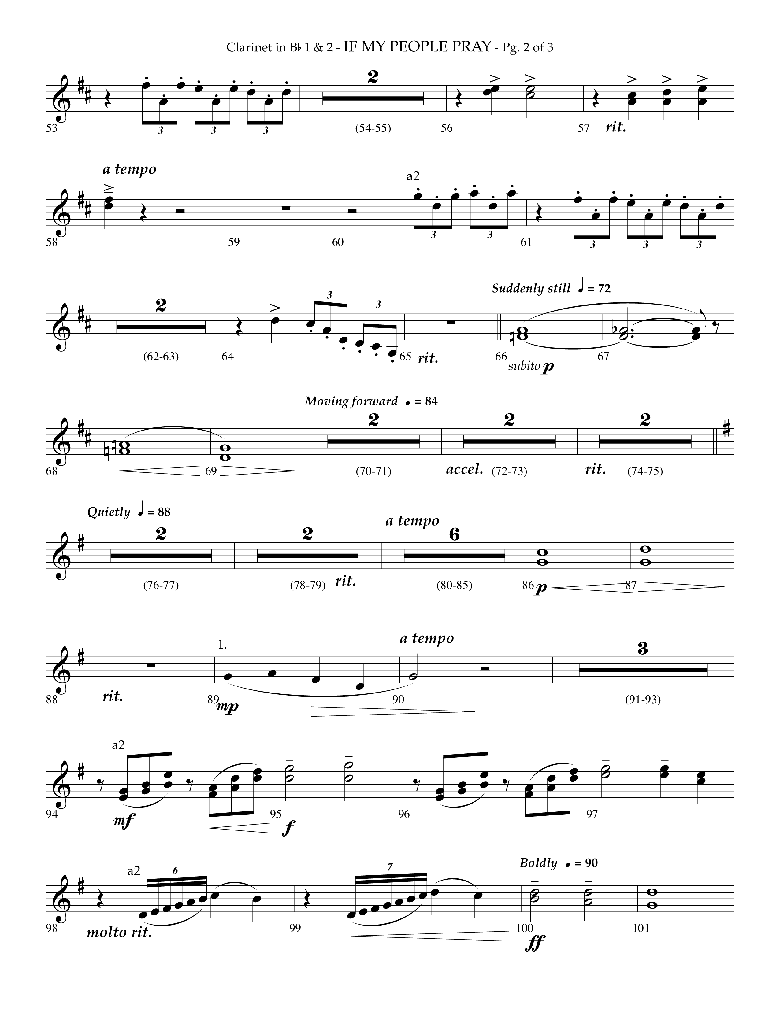 If My People Pray (Choral Anthem SATB) Clarinet 1/2 (Lifeway Choral / Arr. Phillip Keveren)