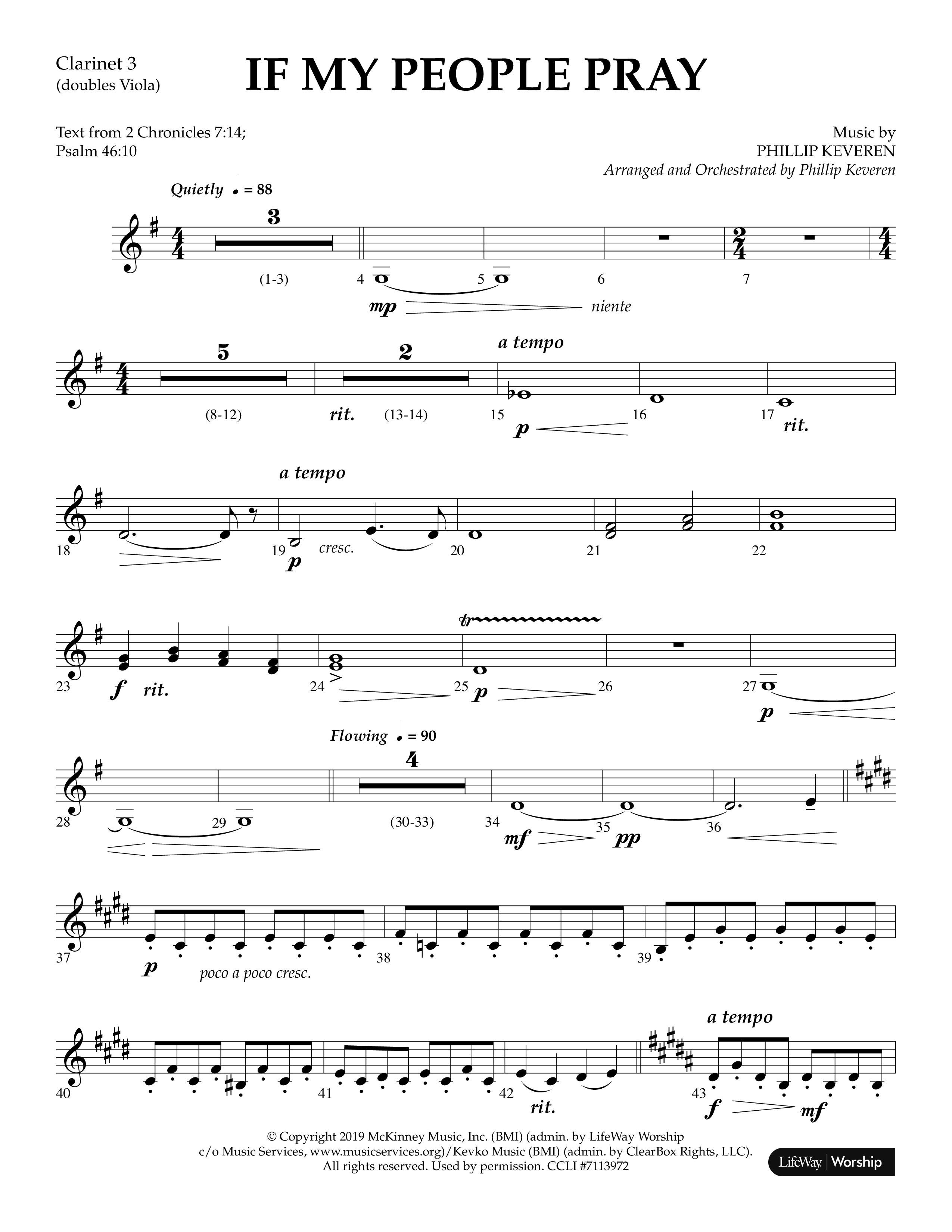 If My People Pray (Choral Anthem SATB) Clarinet 3 (Lifeway Choral / Arr. Phillip Keveren)