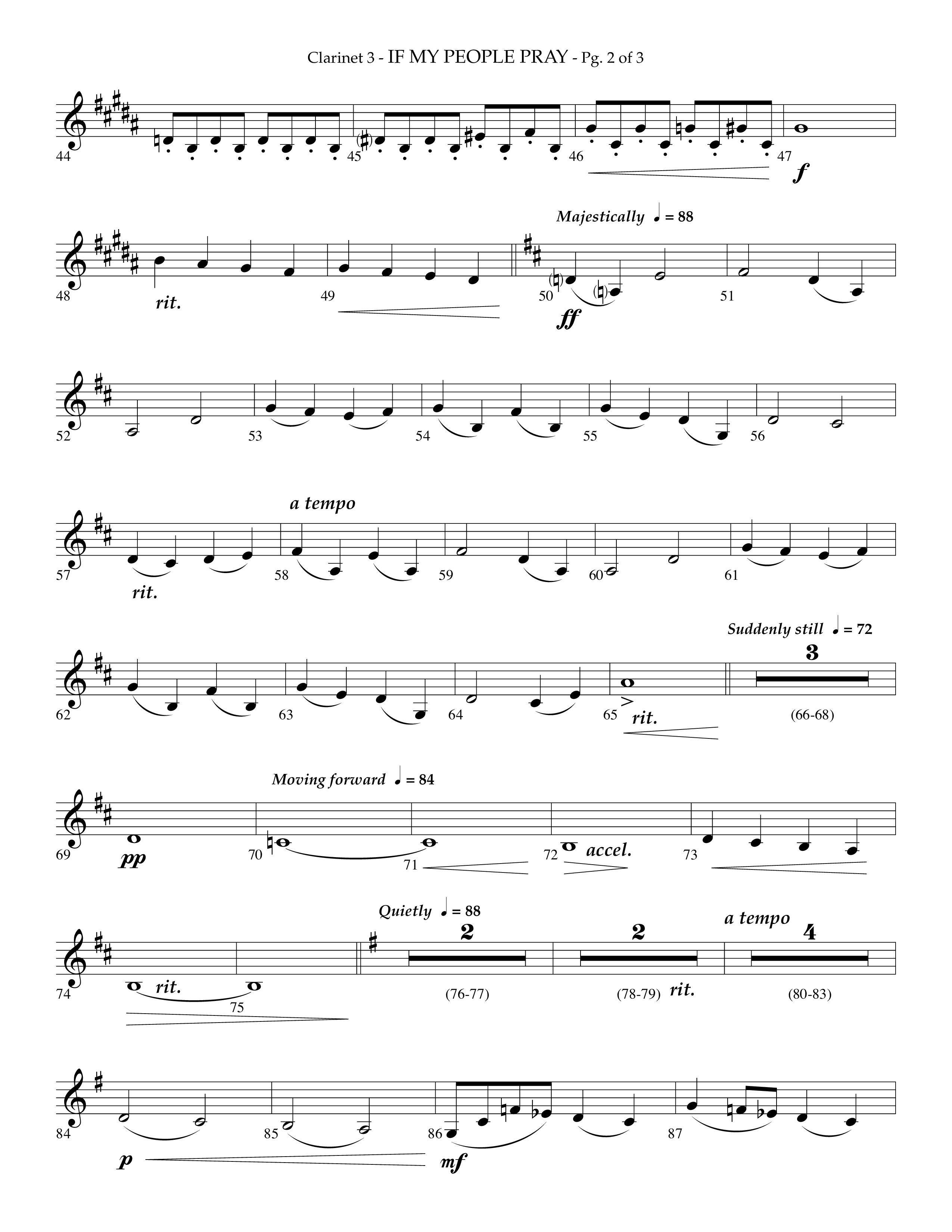 If My People Pray (Choral Anthem SATB) Clarinet 3 (Lifeway Choral / Arr. Phillip Keveren)