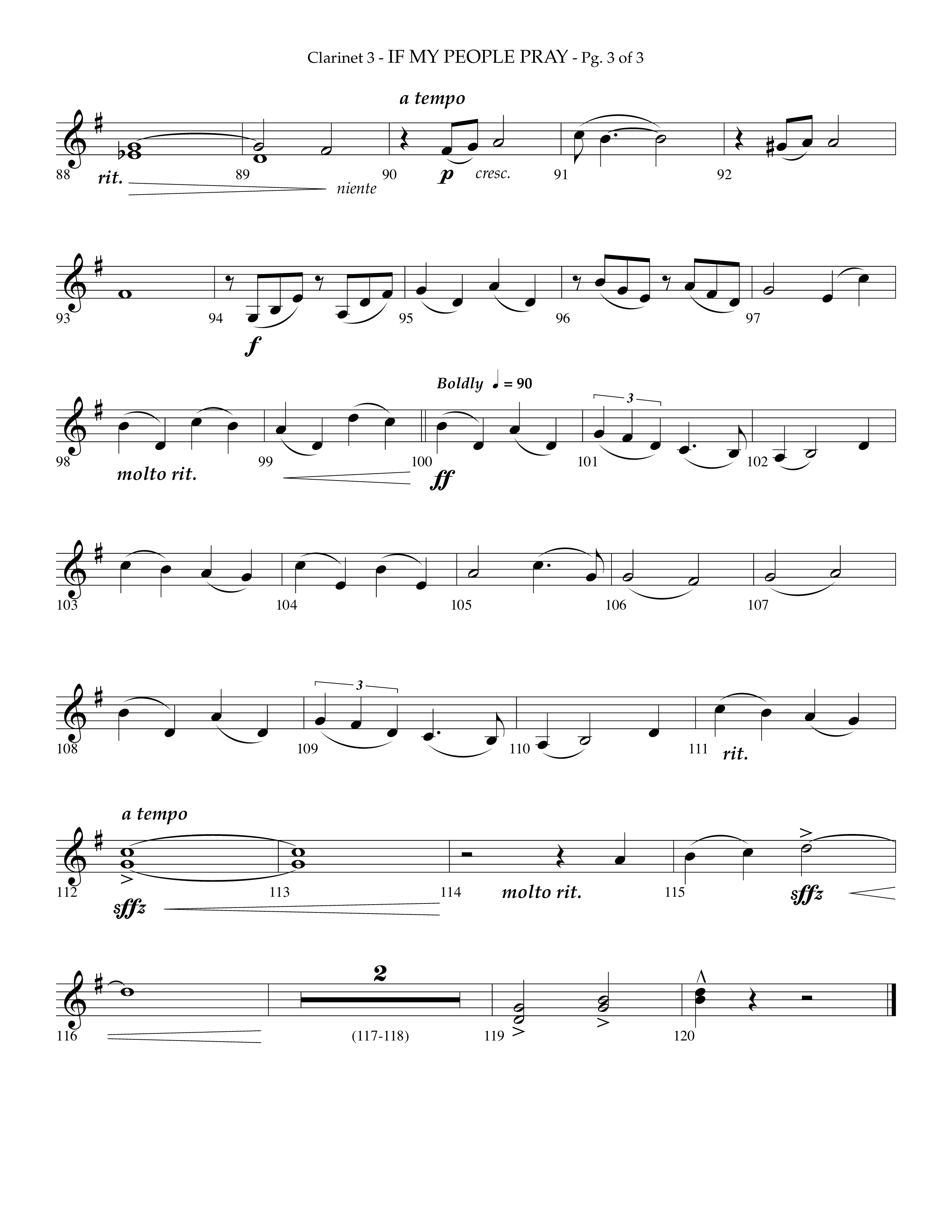 If My People Pray (Choral Anthem SATB) Clarinet 3 (Lifeway Choral / Arr. Phillip Keveren)