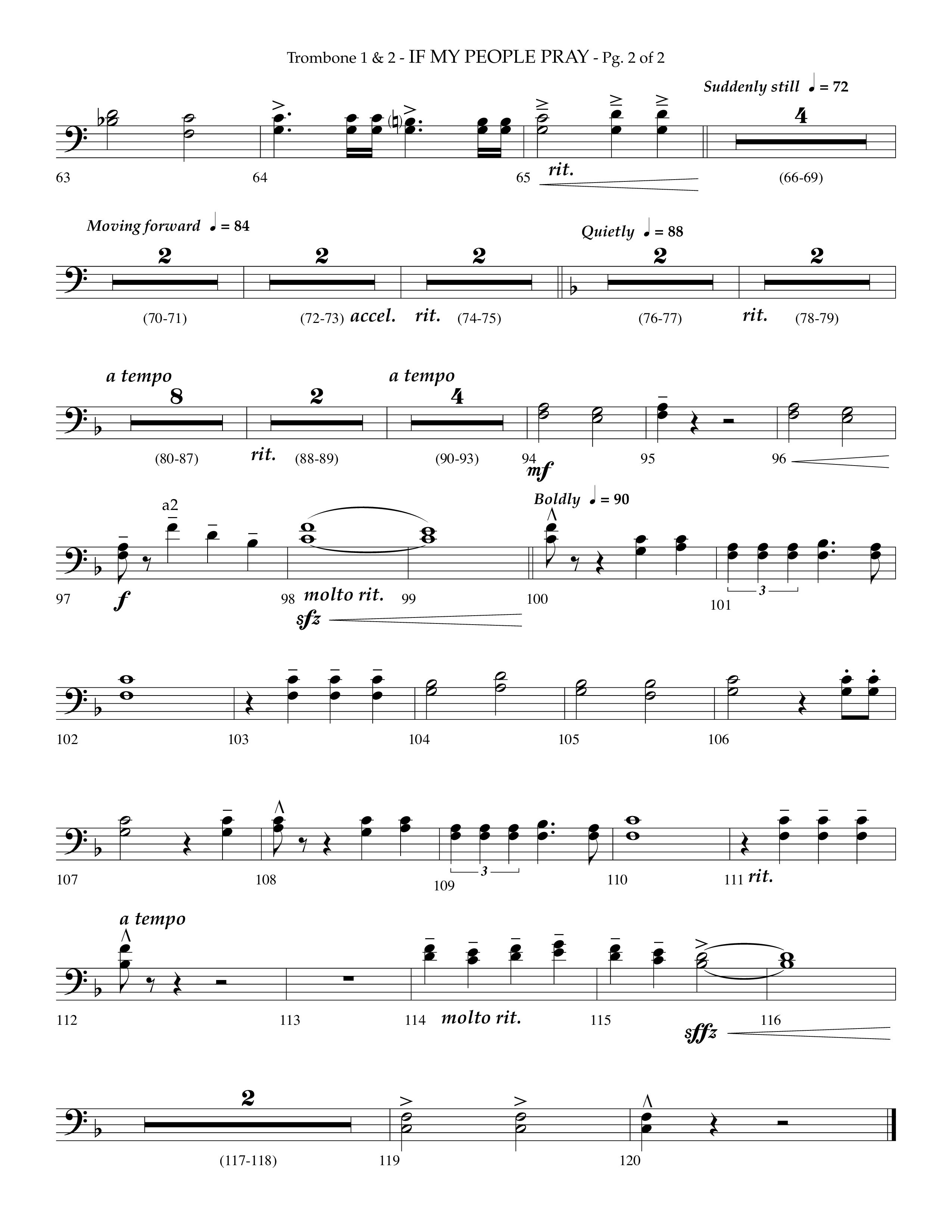 If My People Pray (Choral Anthem SATB) Trombone 1/2 (Lifeway Choral / Arr. Phillip Keveren)