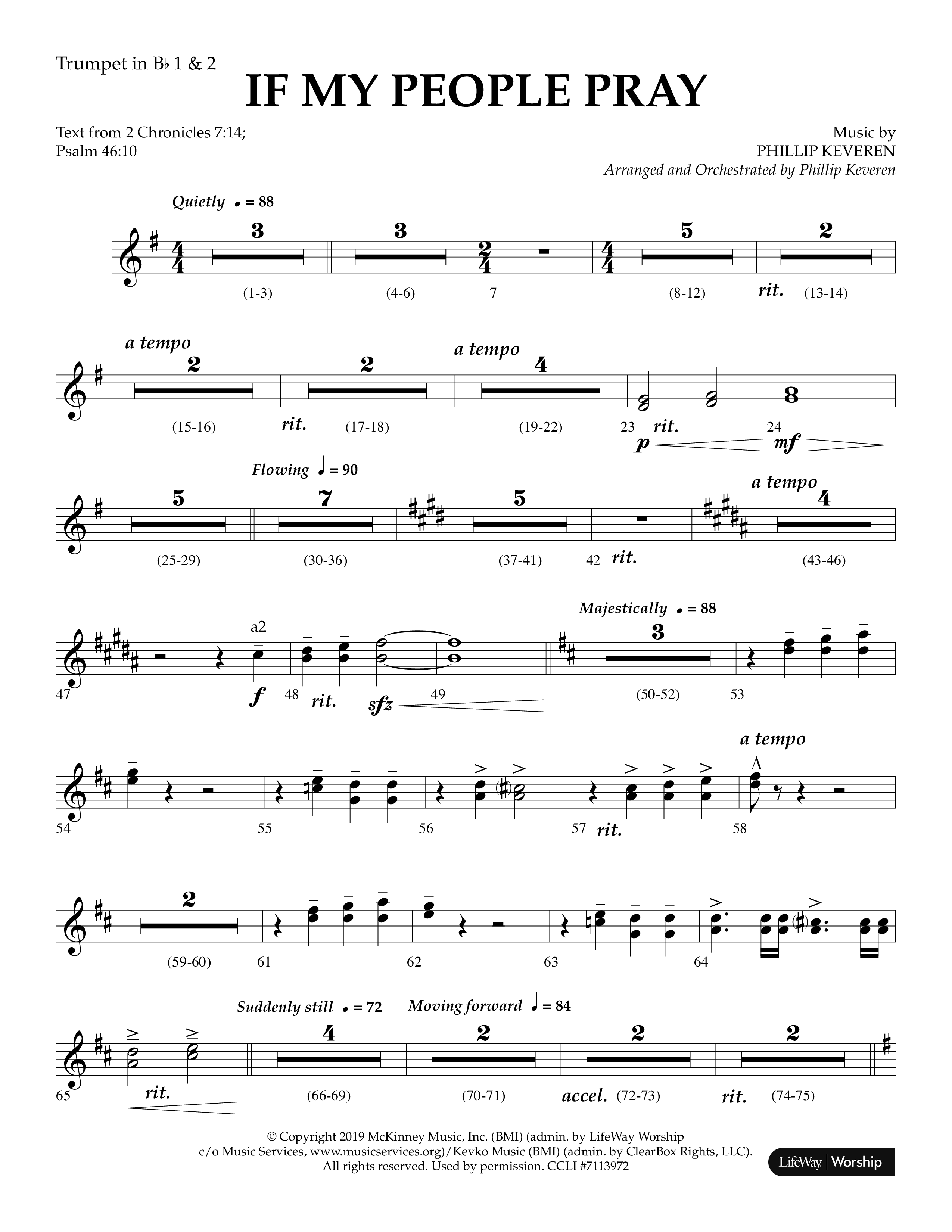 If My People Pray (Choral Anthem SATB) Trumpet 1,2 (Lifeway Choral / Arr. Phillip Keveren)