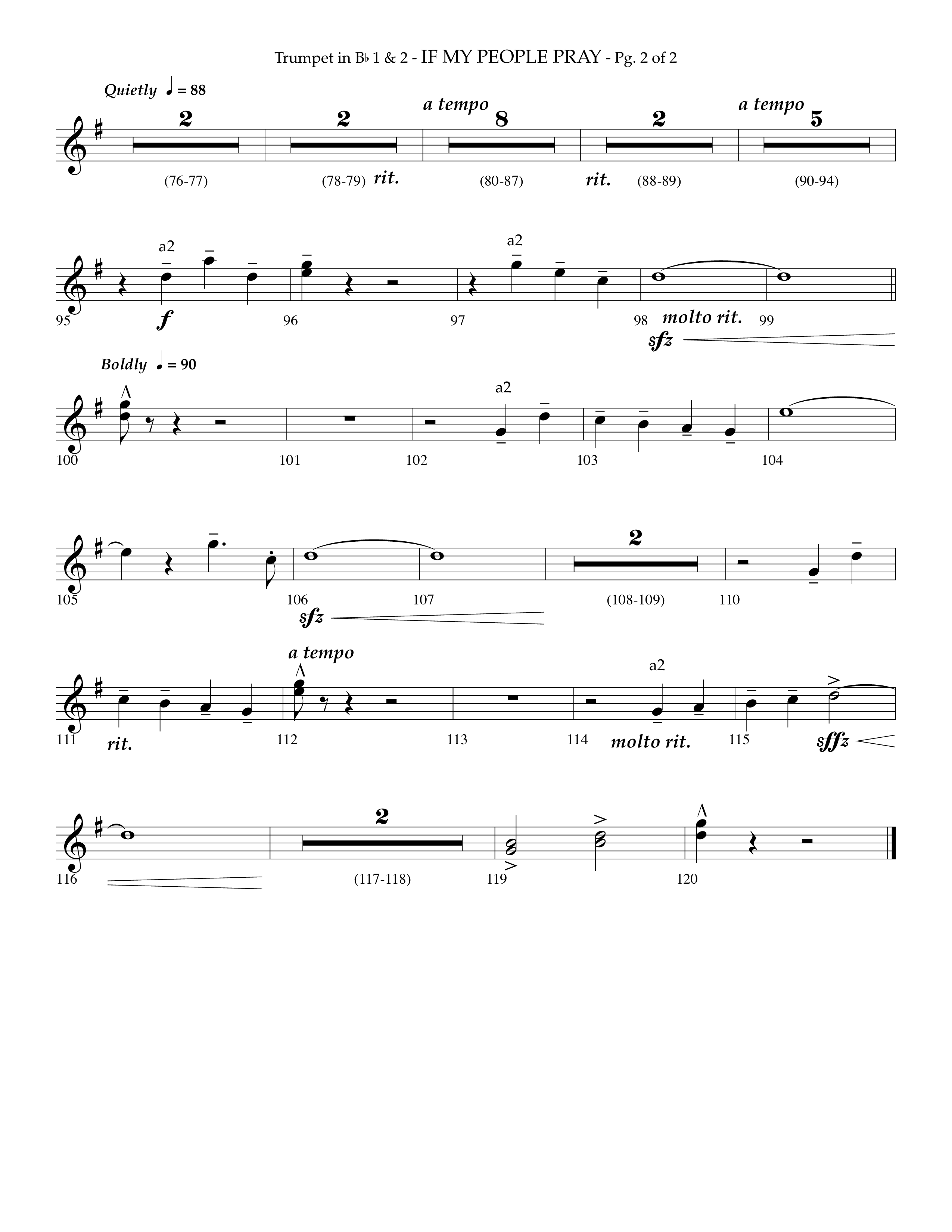 If My People Pray (Choral Anthem SATB) Trumpet 1,2 (Lifeway Choral / Arr. Phillip Keveren)