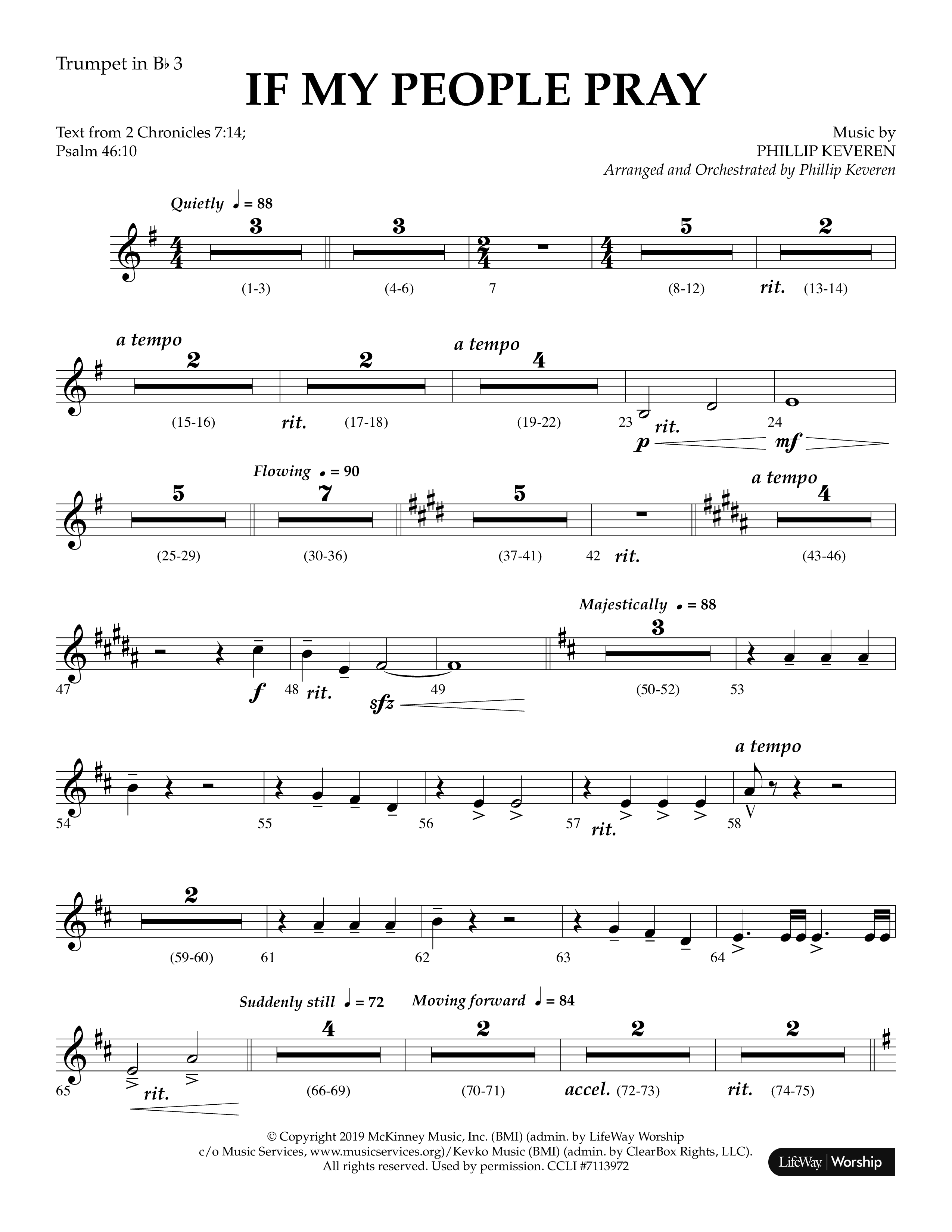 If My People Pray (Choral Anthem SATB) Trumpet 3 (Lifeway Choral / Arr. Phillip Keveren)