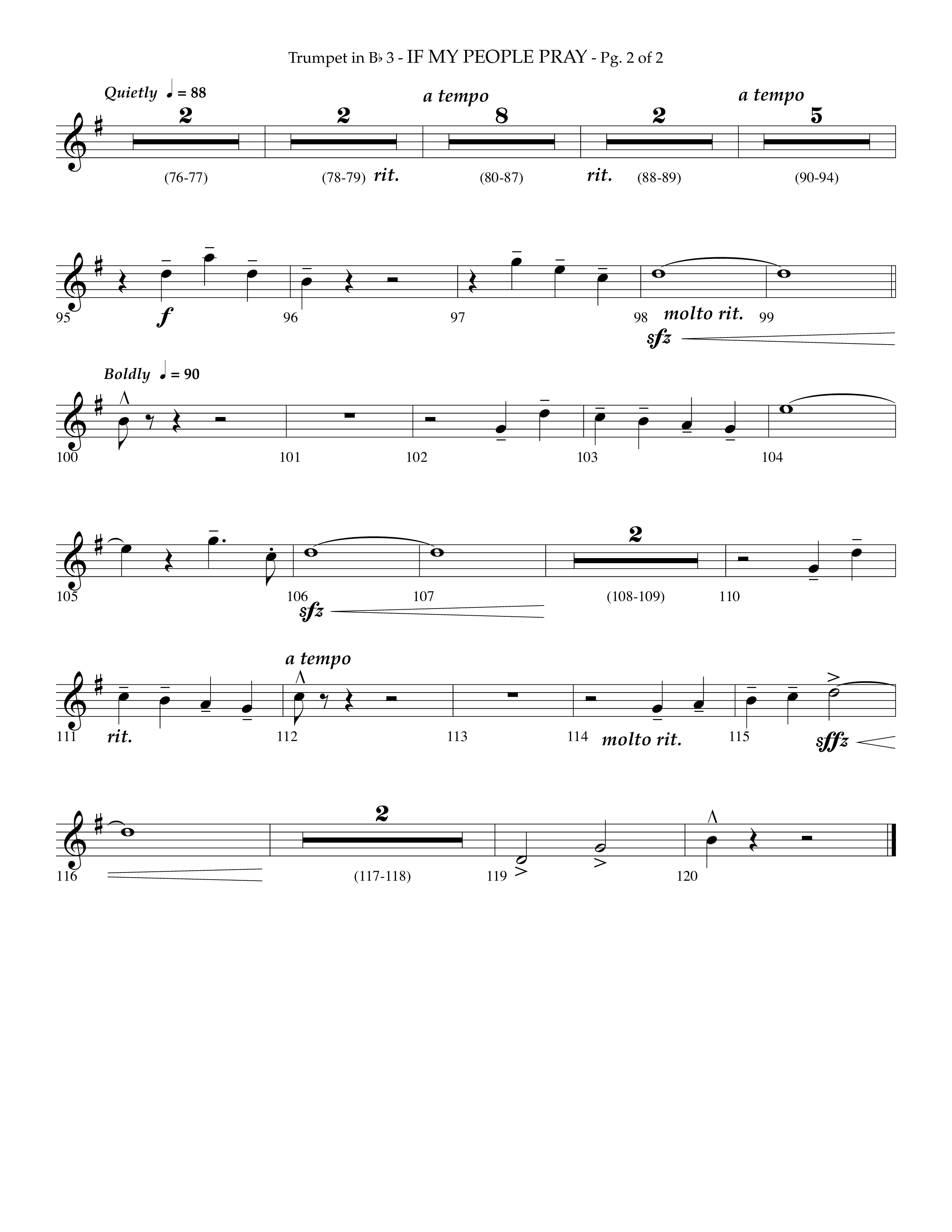 If My People Pray (Choral Anthem SATB) Trumpet 3 (Lifeway Choral / Arr. Phillip Keveren)