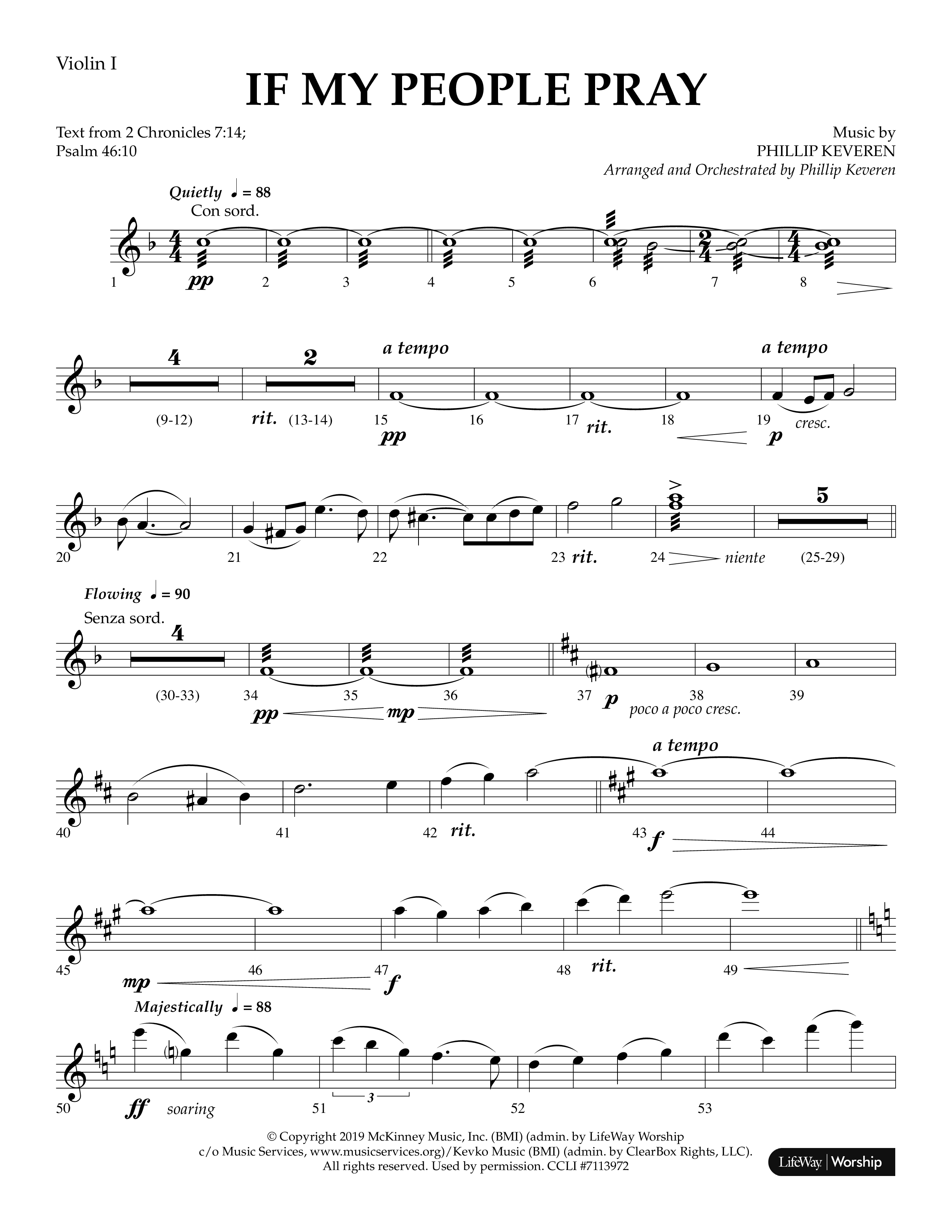 If My People Pray (Choral Anthem SATB) Violin 1 (Lifeway Choral / Arr. Phillip Keveren)