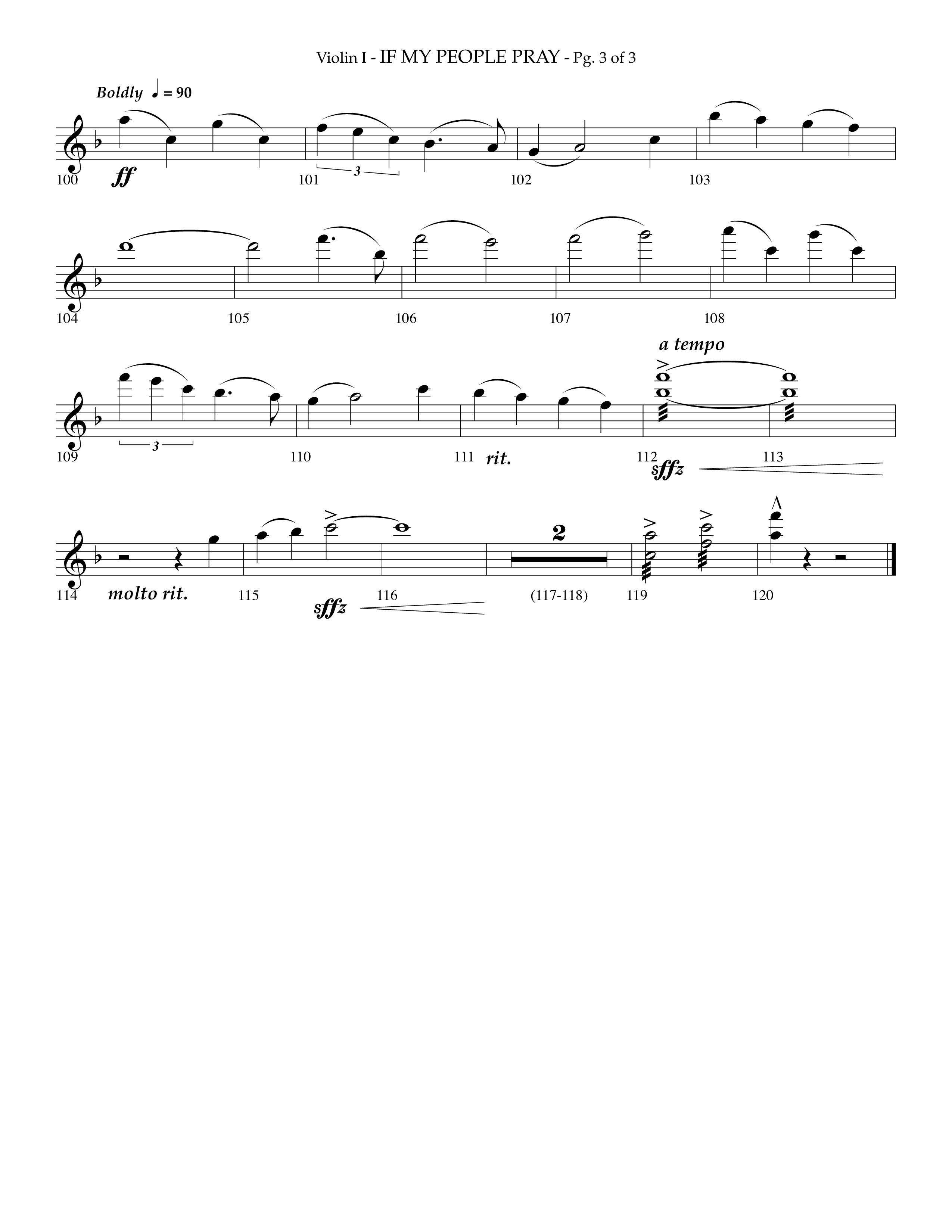 If My People Pray (Choral Anthem SATB) Violin 1 (Lifeway Choral / Arr. Phillip Keveren)
