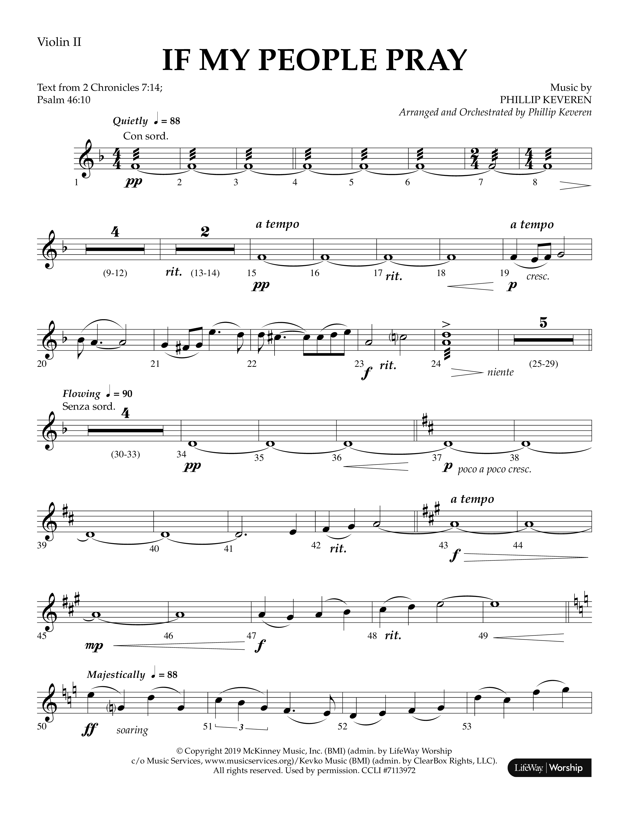 If My People Pray (Choral Anthem SATB) Violin 2 (Lifeway Choral / Arr. Phillip Keveren)