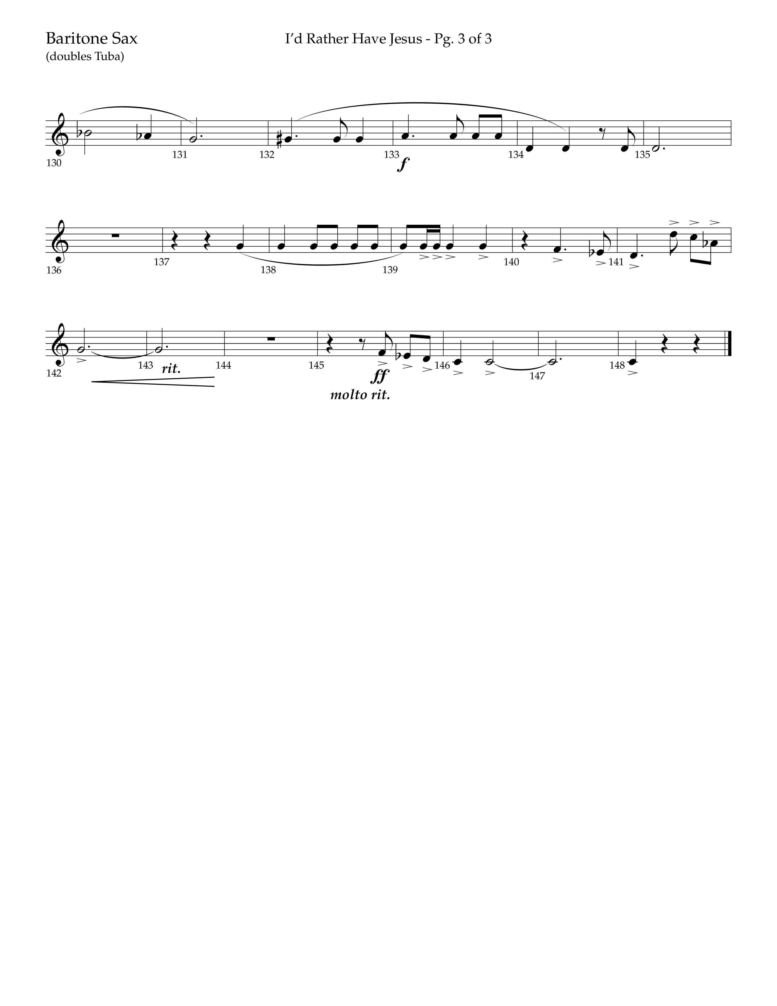 I'd Rather Have Jesus (Choral Anthem SATB) Bari Sax (Lifeway Choral / Arr. Richard Kingsmore)