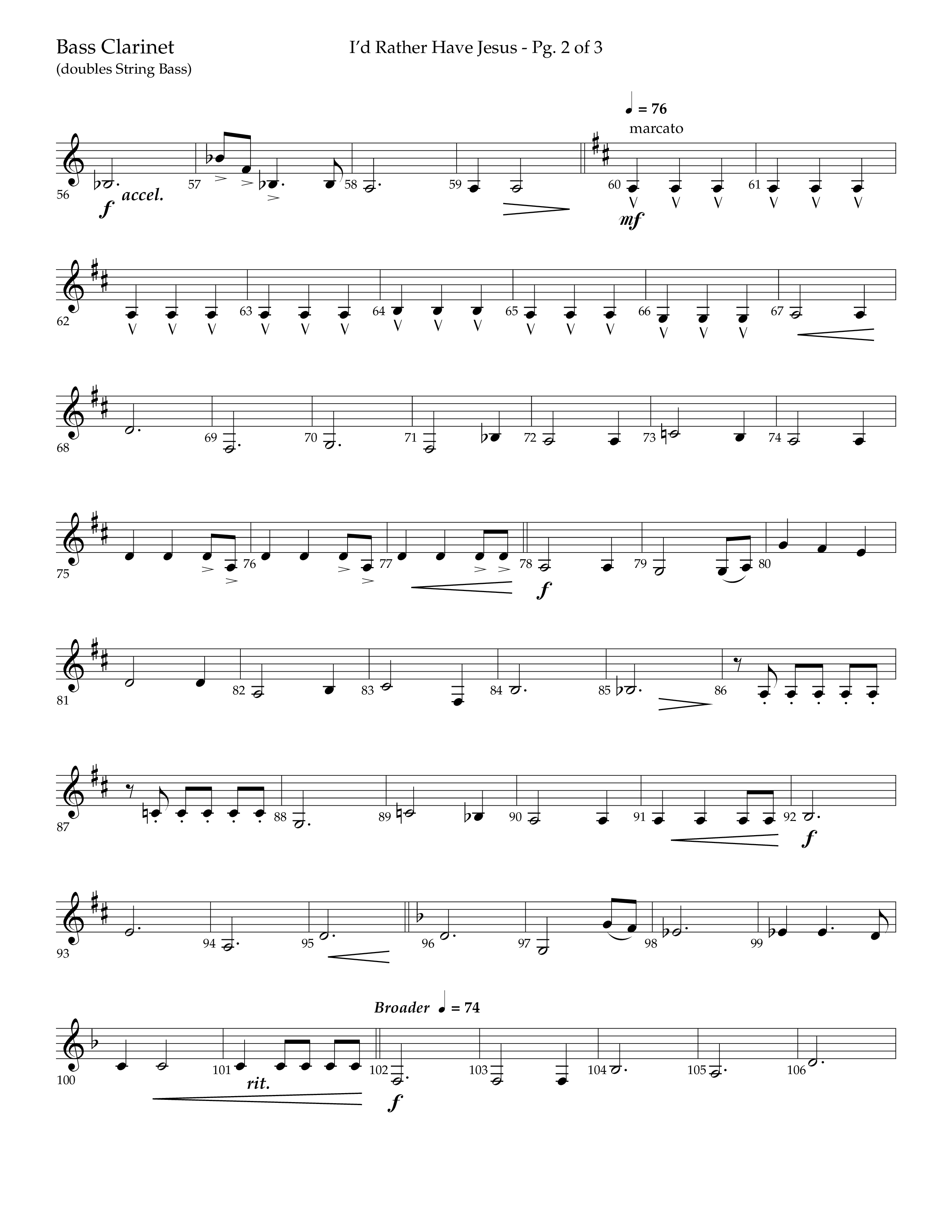I'd Rather Have Jesus (Choral Anthem SATB) Bass Clarinet (Lifeway Choral / Arr. Richard Kingsmore)