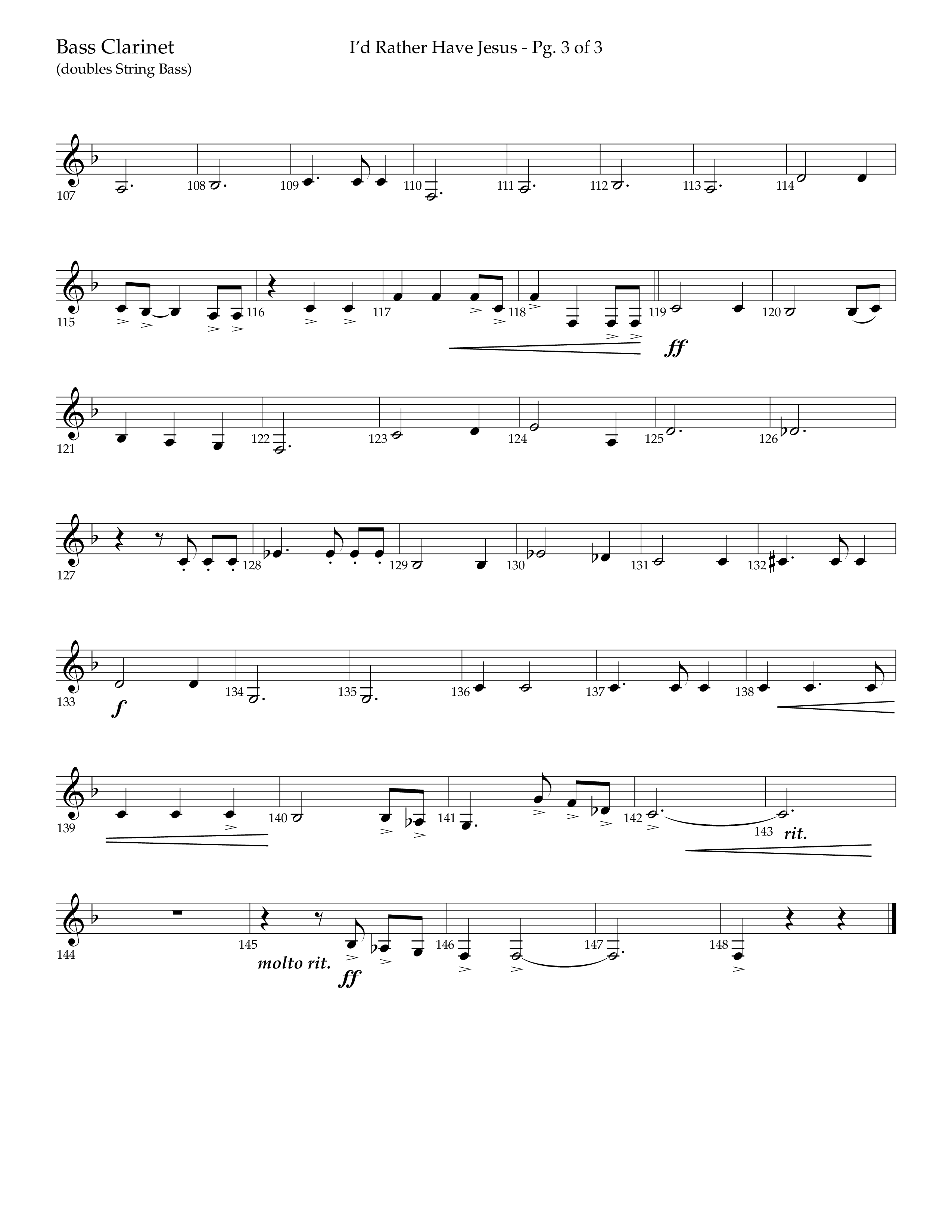 I'd Rather Have Jesus (Choral Anthem SATB) Bass Clarinet (Lifeway Choral / Arr. Richard Kingsmore)
