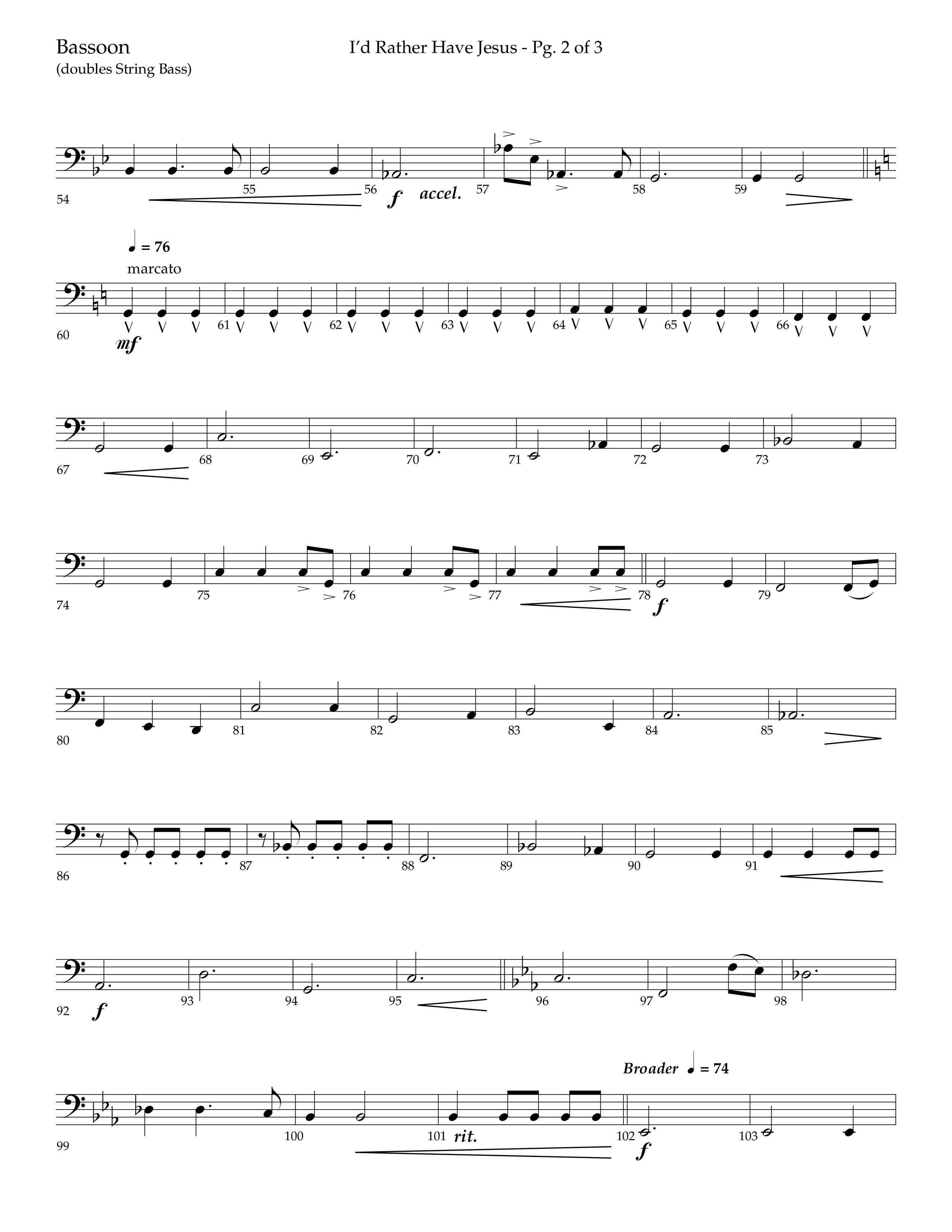 I'd Rather Have Jesus (Choral Anthem SATB) Bassoon (Lifeway Choral / Arr. Richard Kingsmore)