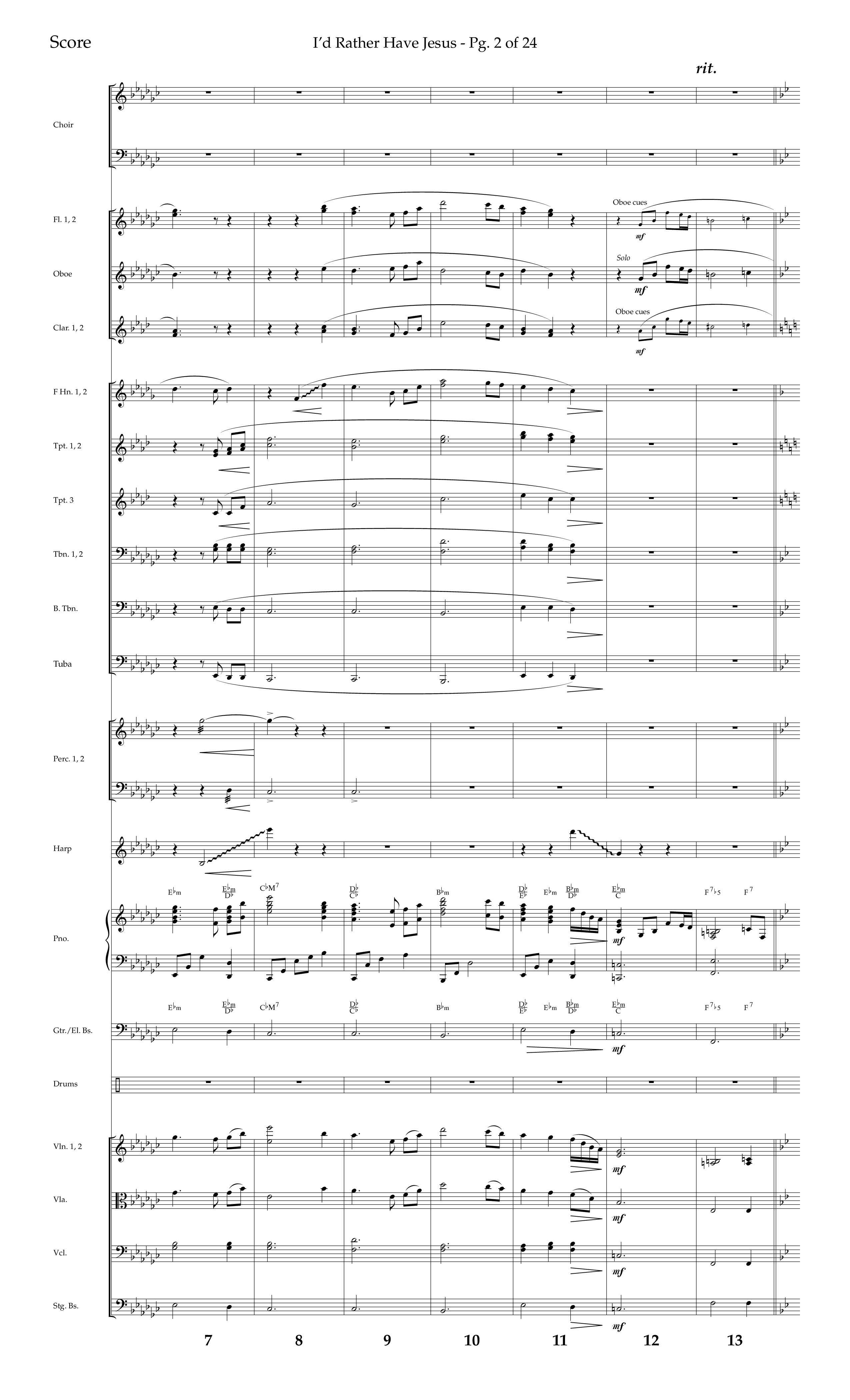 I'd Rather Have Jesus (Choral Anthem SATB) Orchestration (Lifeway Choral / Arr. Richard Kingsmore)