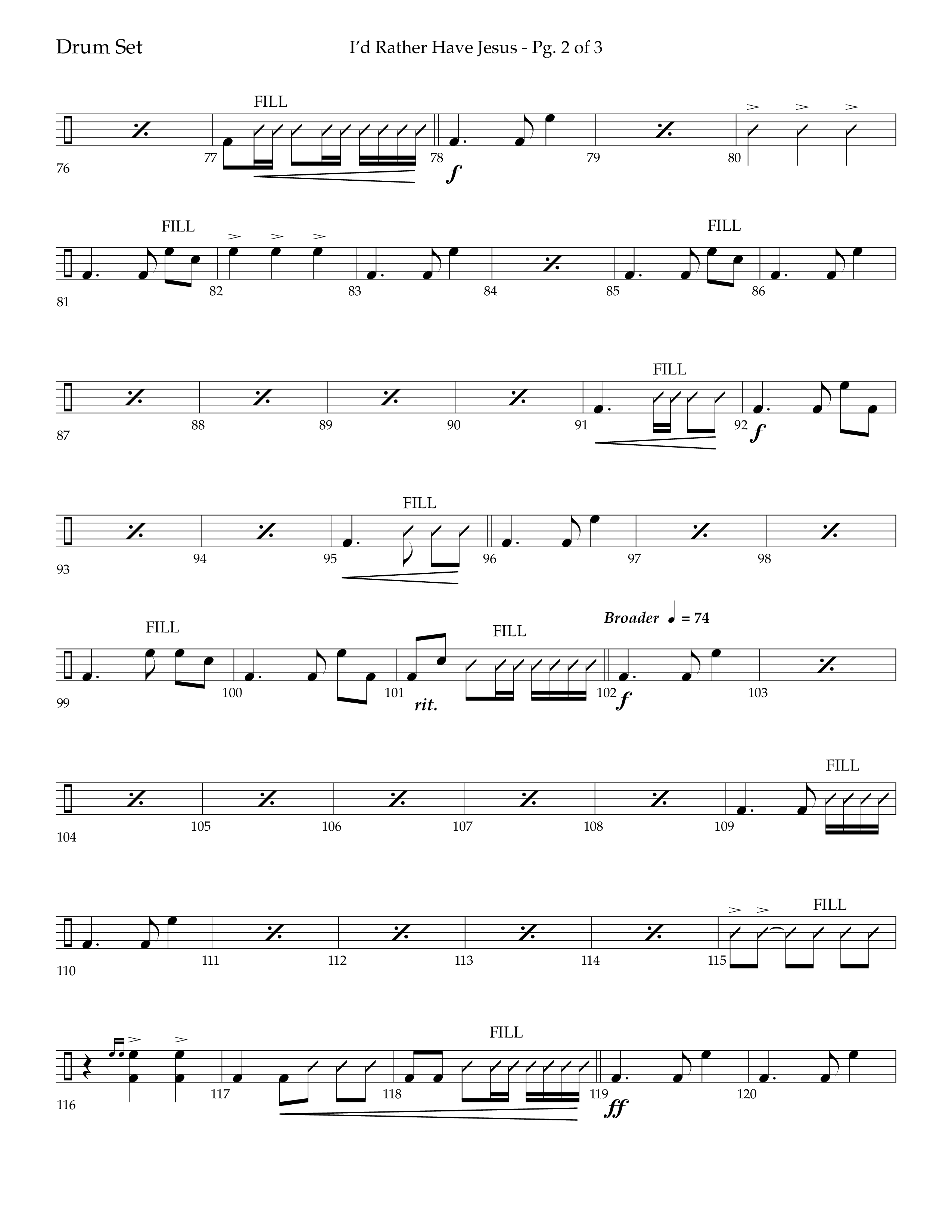 I'd Rather Have Jesus (Choral Anthem SATB) Drum Set (Lifeway Choral / Arr. Richard Kingsmore)