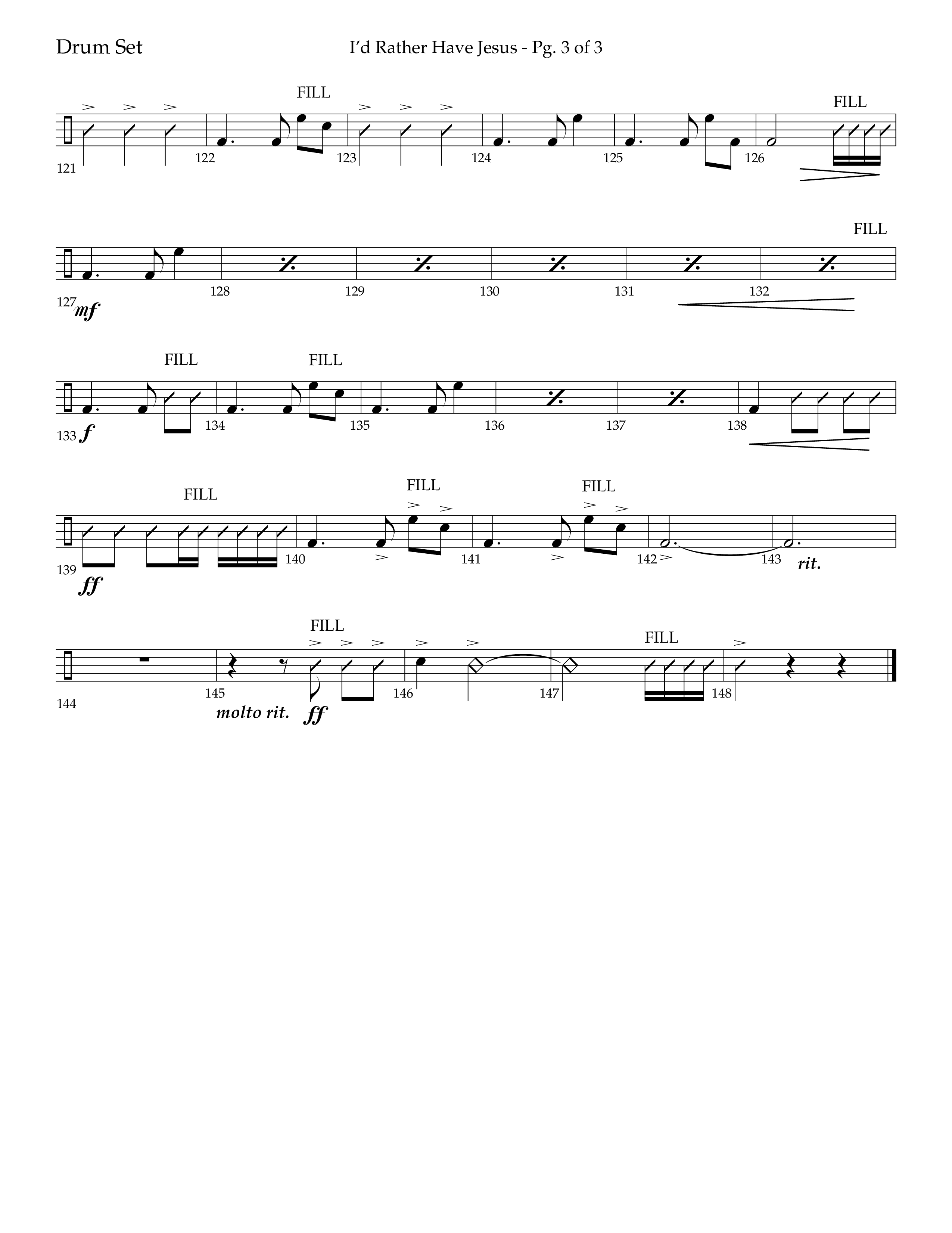 I'd Rather Have Jesus (Choral Anthem SATB) Drum Set (Lifeway Choral / Arr. Richard Kingsmore)