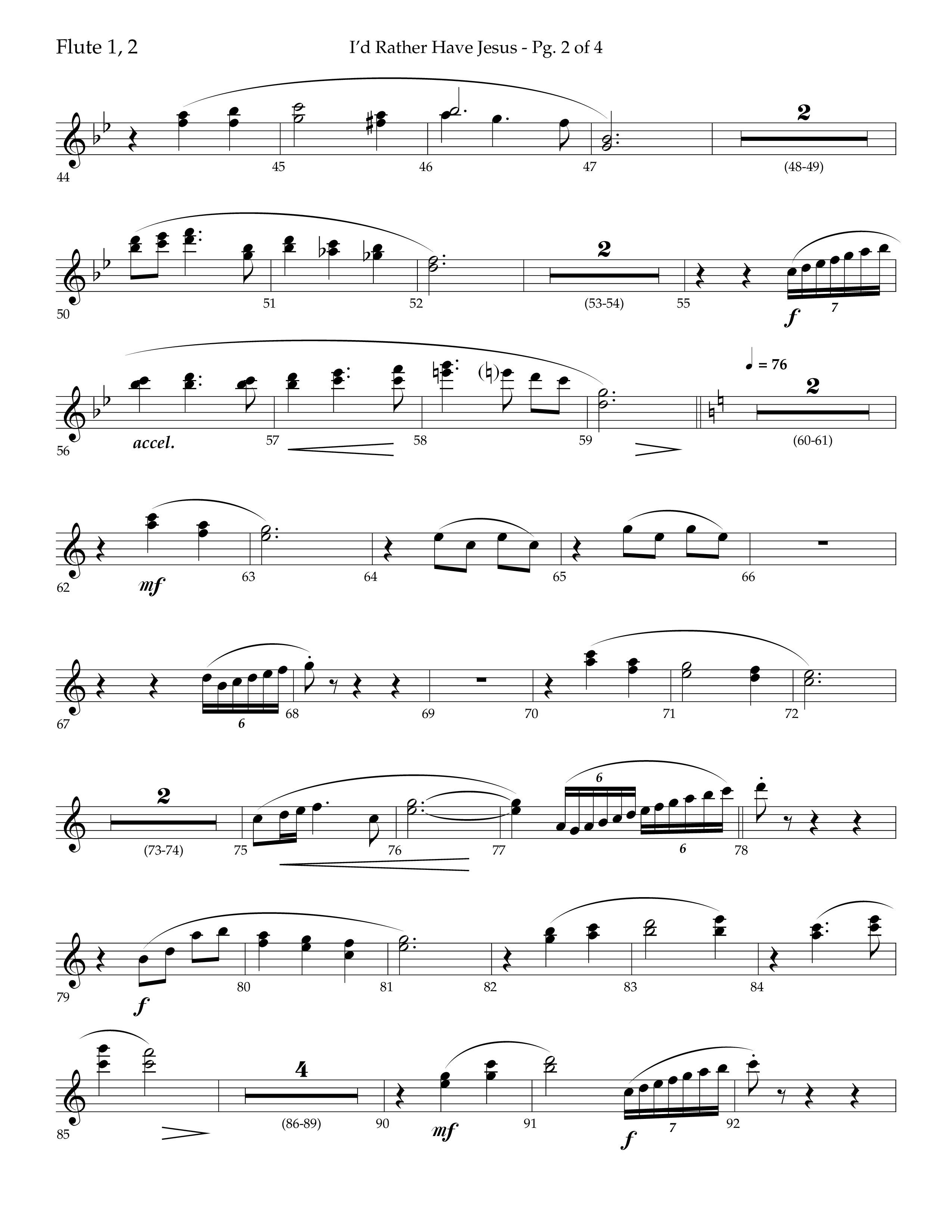 I'd Rather Have Jesus (Choral Anthem SATB) Flute 1/2 (Lifeway Choral / Arr. Richard Kingsmore)